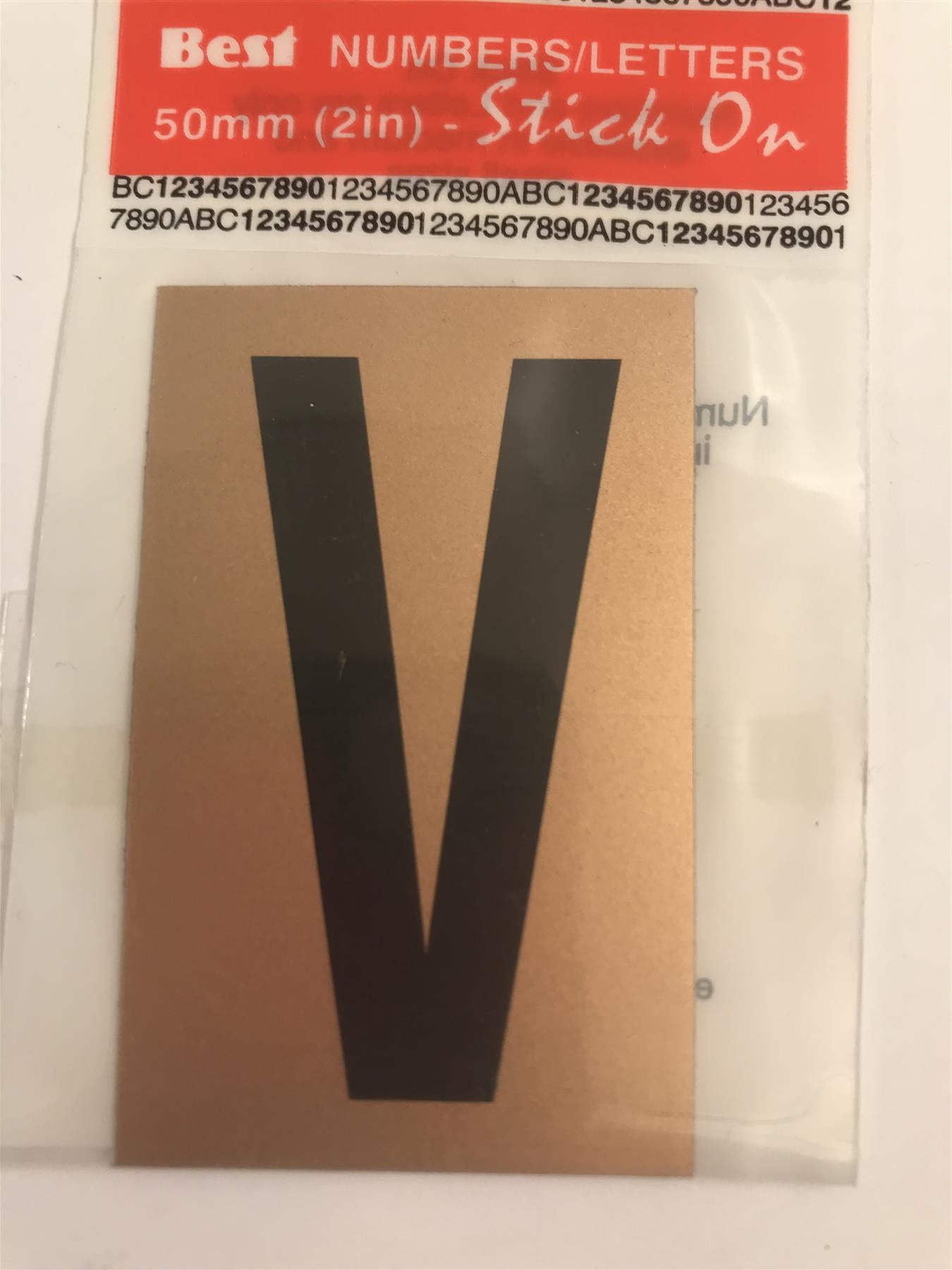 Best Gold/Black Letter V Self Adhesive 1" x 2"