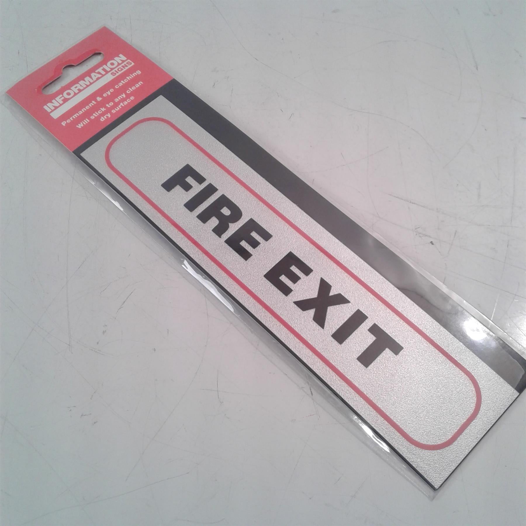 Fire Exit - Brushed Metallic Adhesive Sign