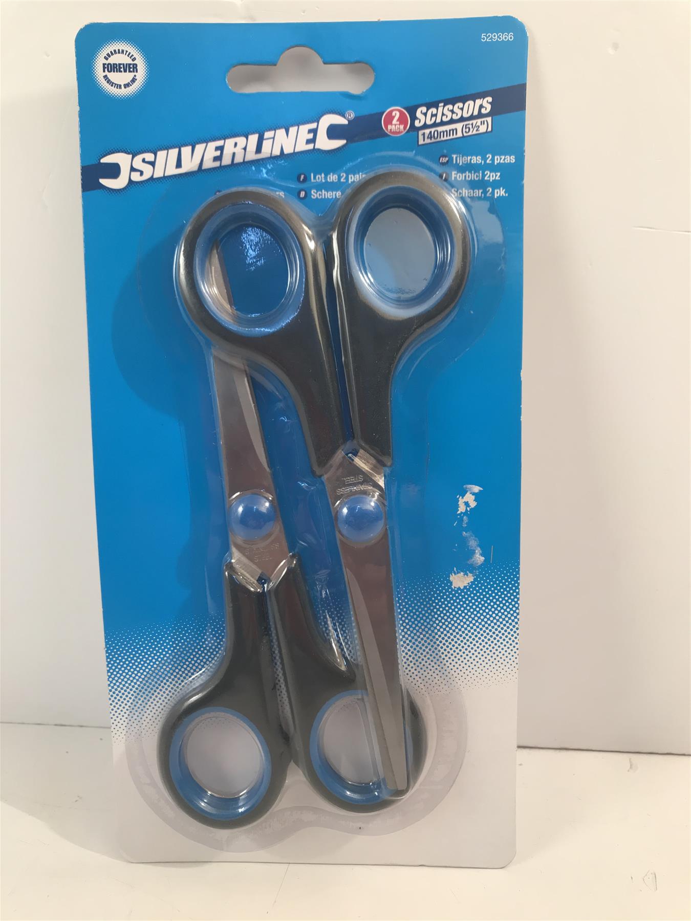 Silverline 529366 Stainless Steel Soft-Grip Craft Scissors 140mm Pack of 2