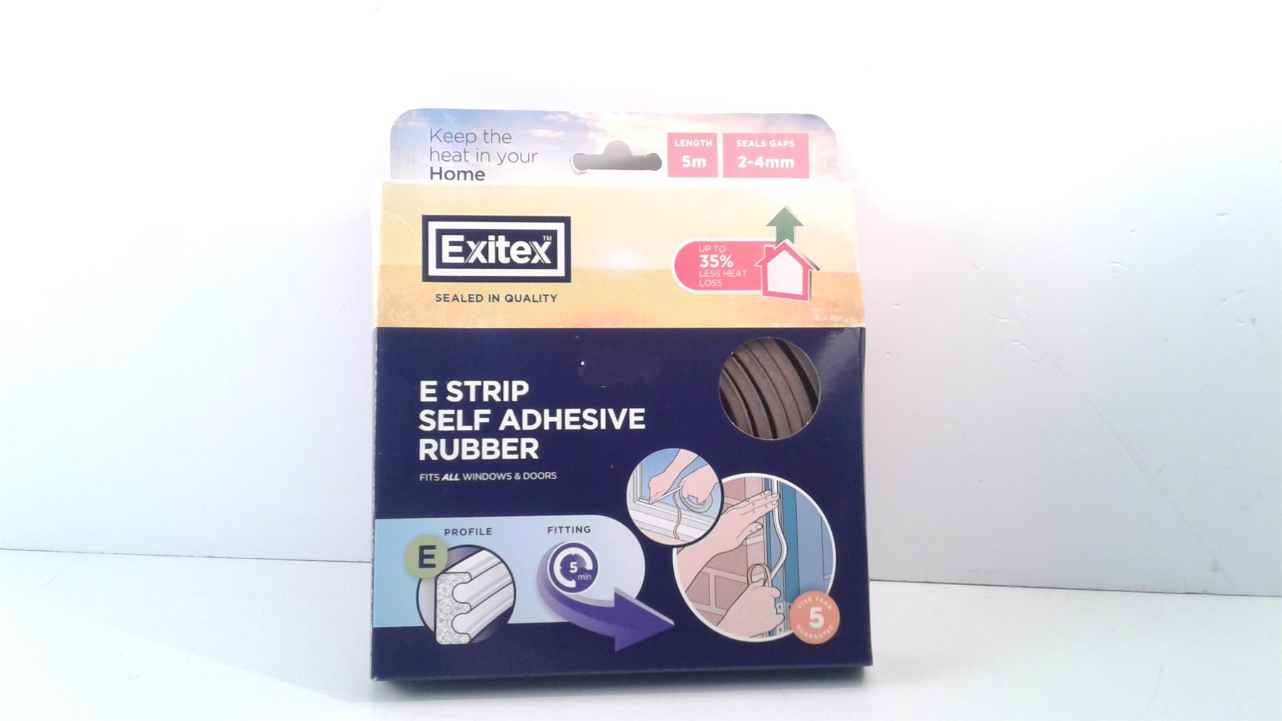 Exitex E-Strip Self Adhesive Rubber Brown - Fits All Windows & Doors