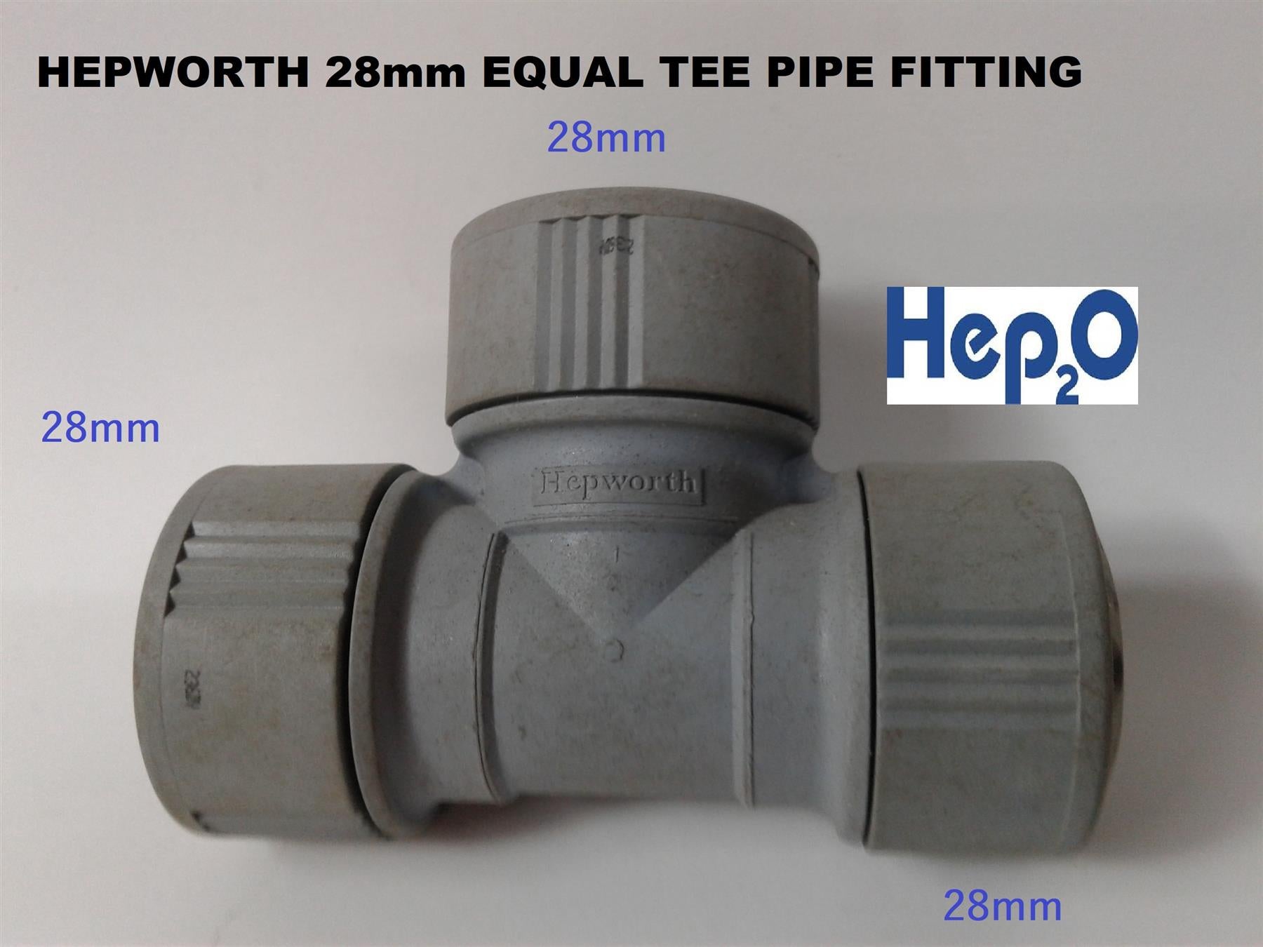 NEW HEPWORTH HEP2O GREY 28MM EQUAL TEE PIPE FITTING HD10/28GY