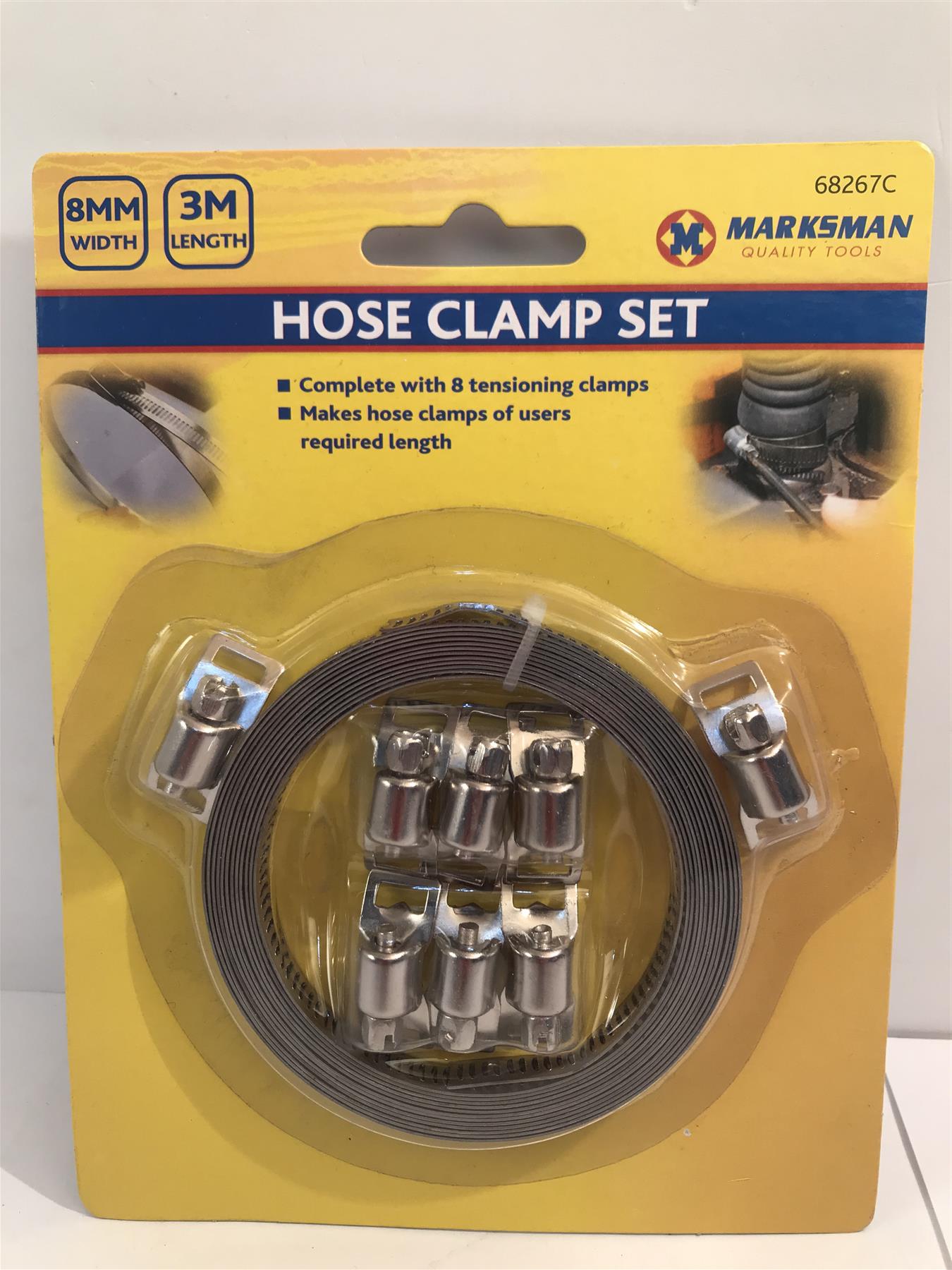 Marksman 3m X 8mm Metal Band Hose Clamp Kit with 8 Tension Clamps 68267C