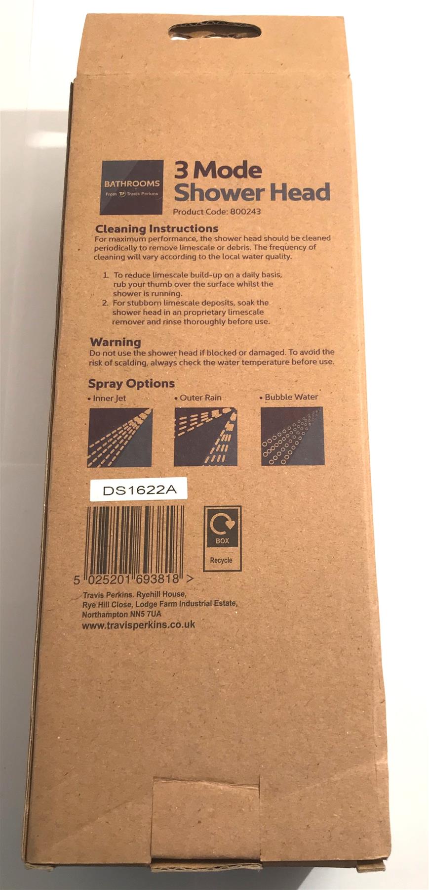 TRAVIS PERKINS CHROME 3 MODE SHOWER HEAD DS1622A