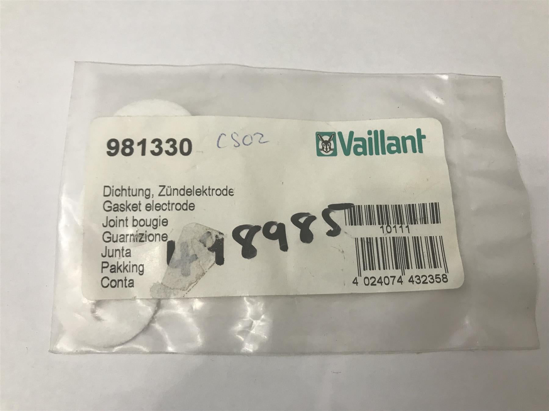 NEW VAILLANT ECOMAX ECOTEC PRO PLUS ELECTRODE GASKET KIT 981330