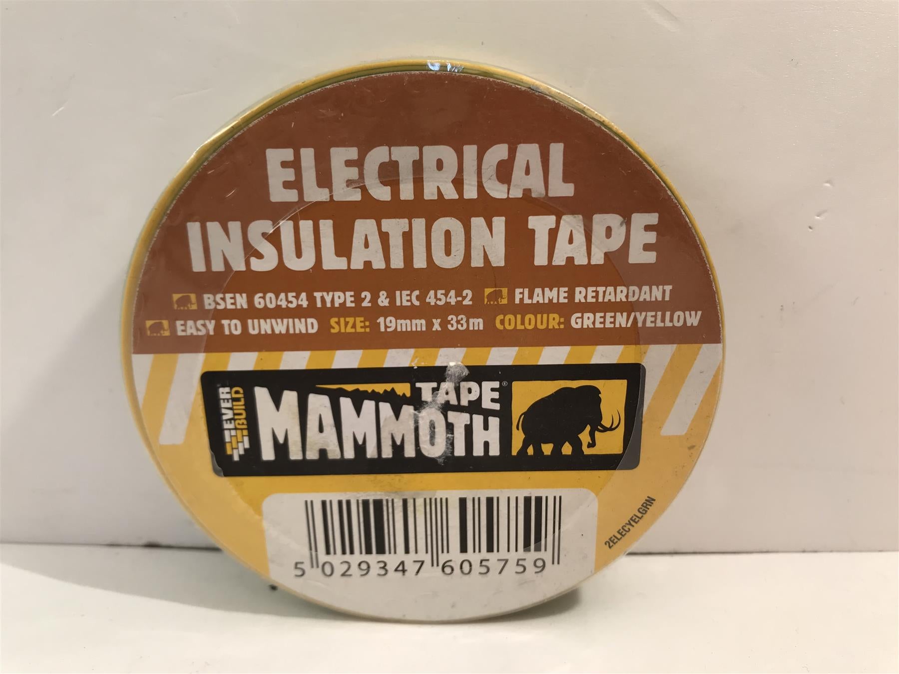 Mammoth Green/Yellow Electrical Insulation Tape 19mm x 33m 2ELECYELGRN