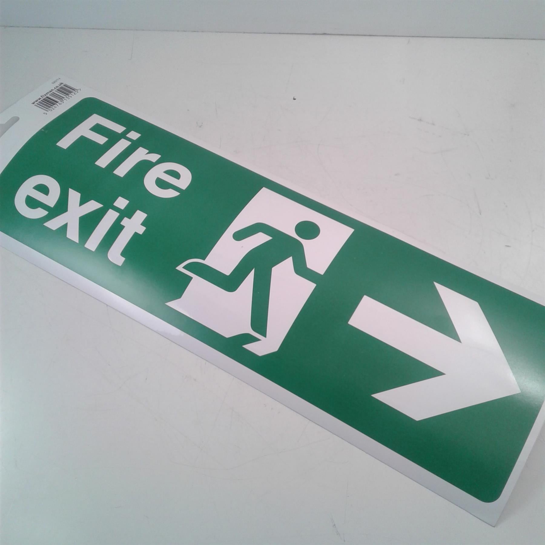 Fixman Fire Exit Right Arrow Adhesive Sign 400 x 150mm