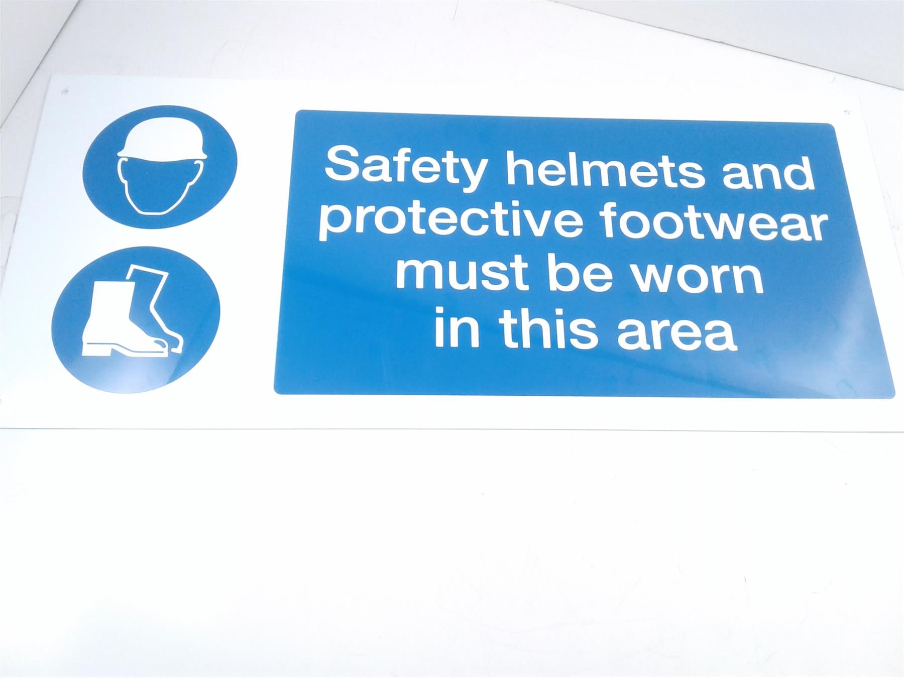 Safety Helmet and Protective Footwear (double-sided) rigid Sign 450 x 200mm