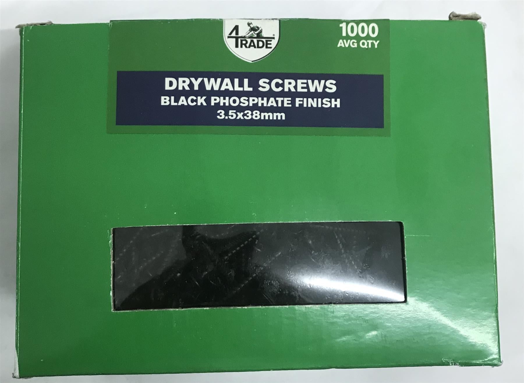 4TRADE 153895 DRYWALL 3.5 x 38mm SCREWS BLACK PHOSPHATE FINISH 1000pce PACK