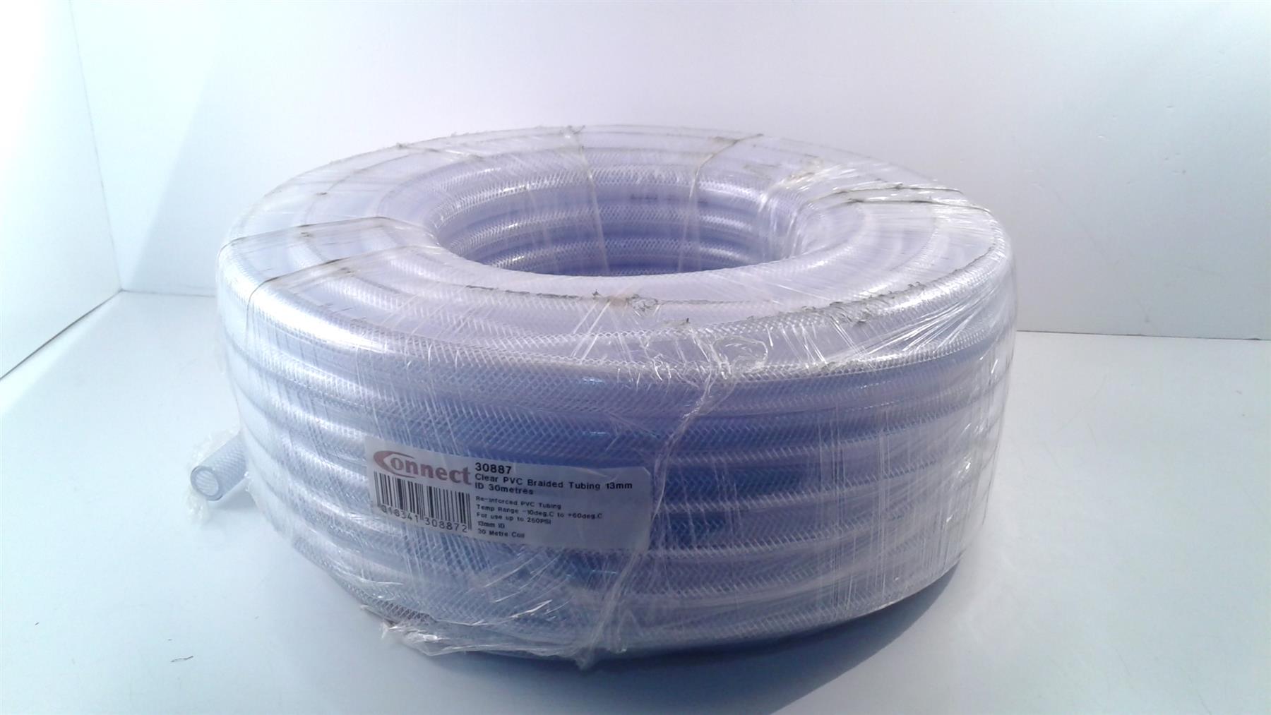 1/2" (13mm) Clear PVC Braided Hose 30m