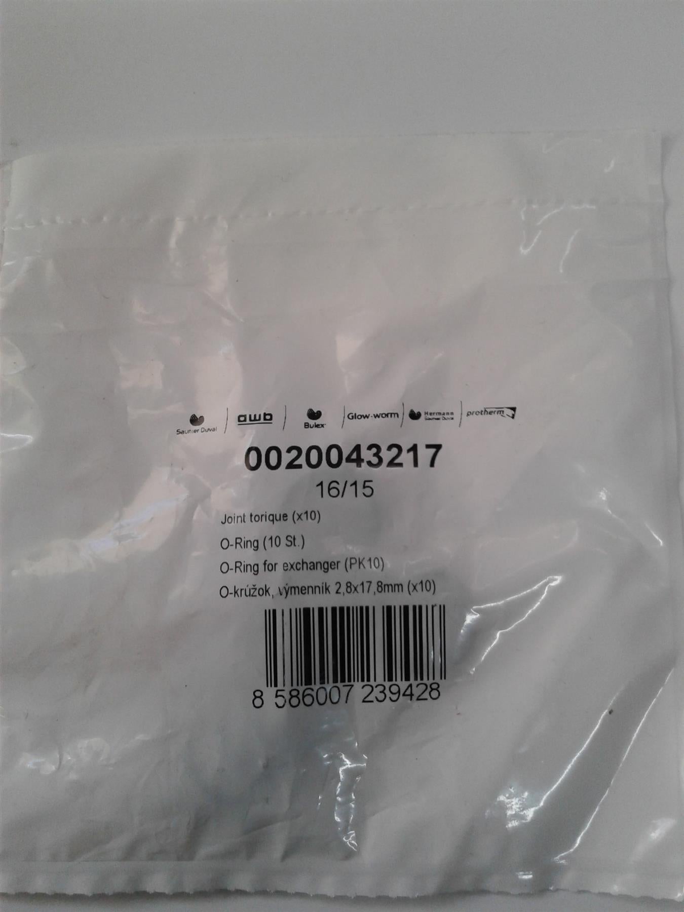 NEW GLOW WORM 0020043217 O RING PACK 10