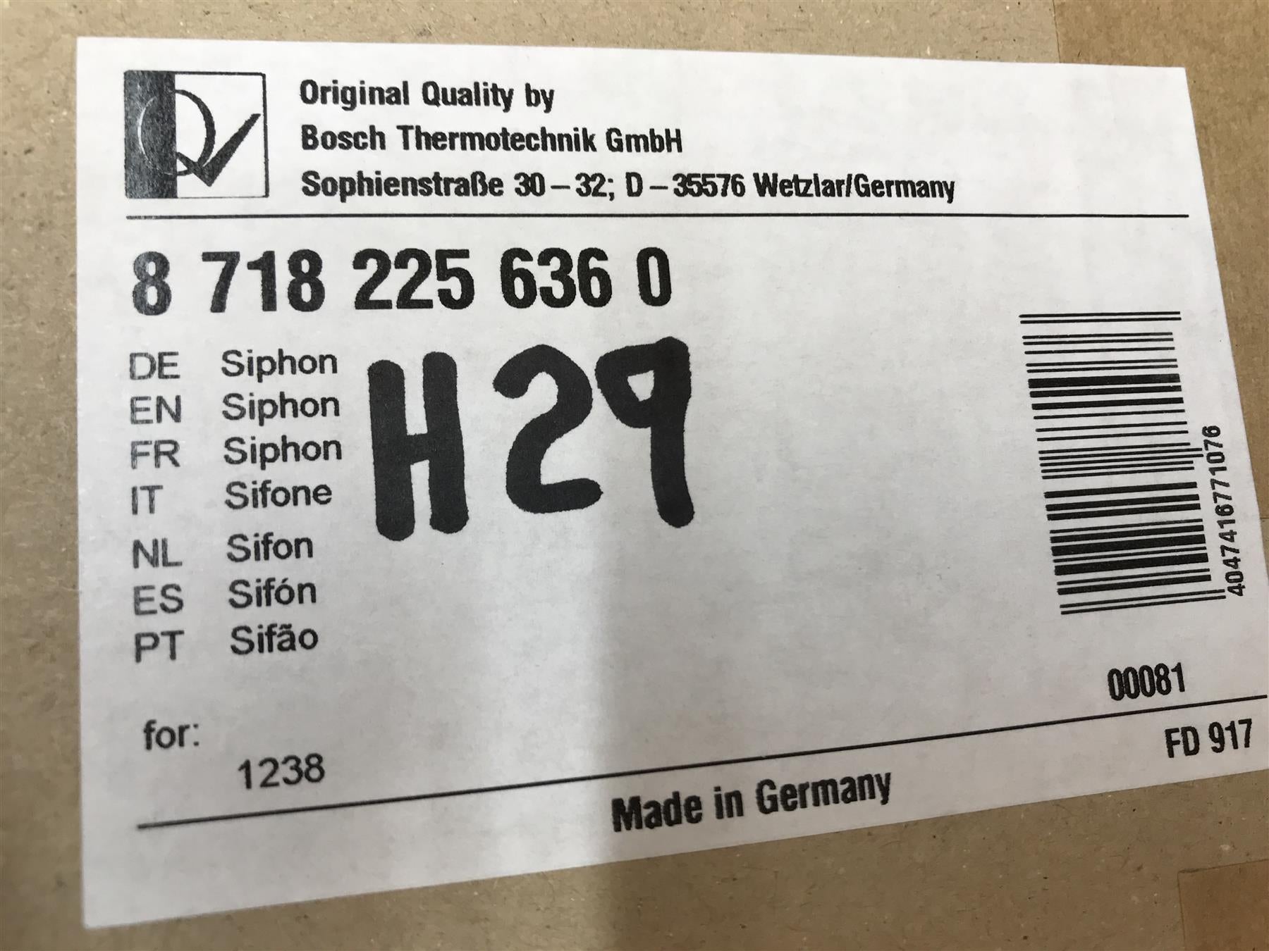 NEW WORCESTER 87182256360 SIPHON