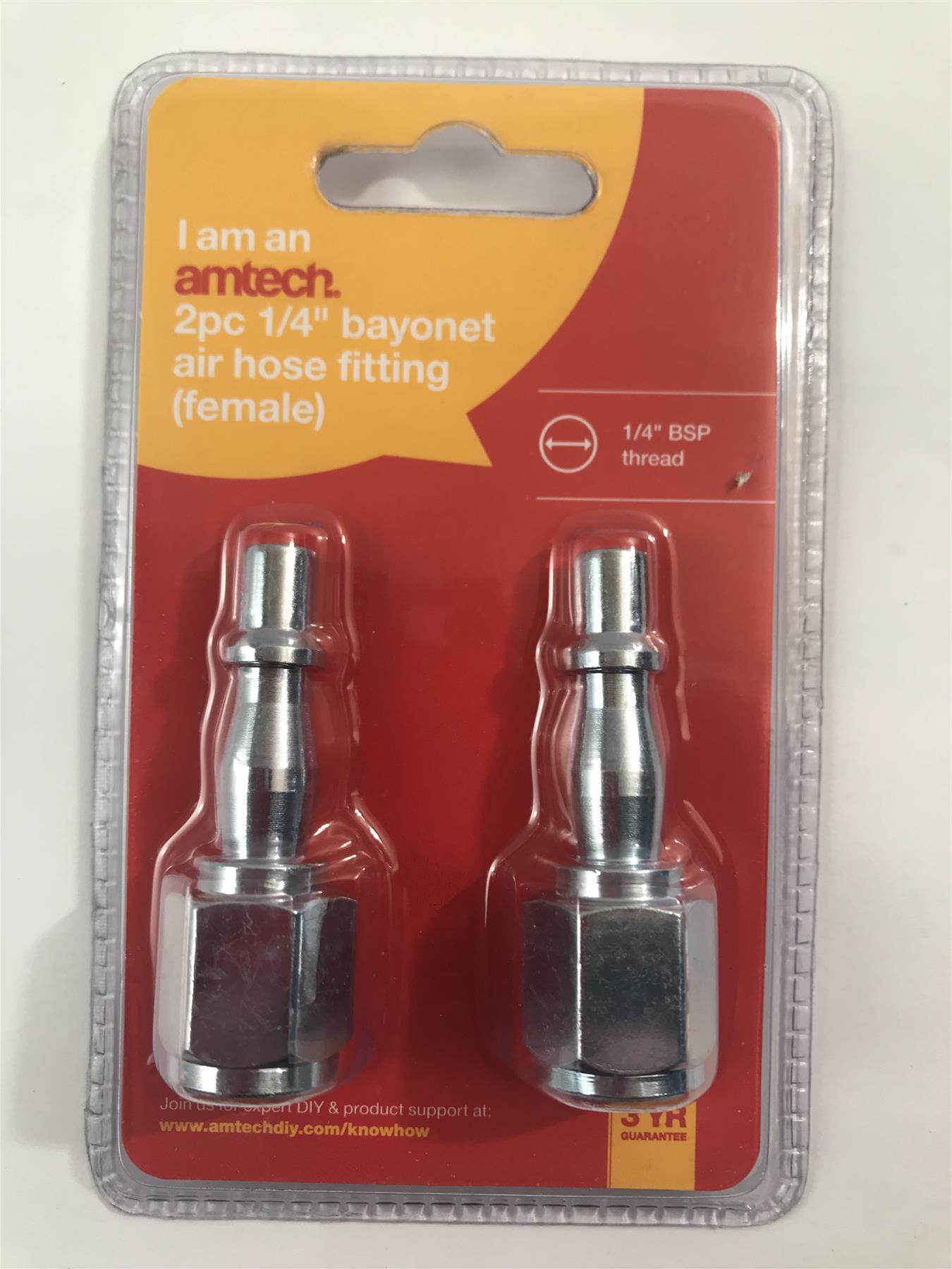 Amtech 2pc 1/4" BSP Female Bayonet Air Hose Coupler Fitting  Y0410