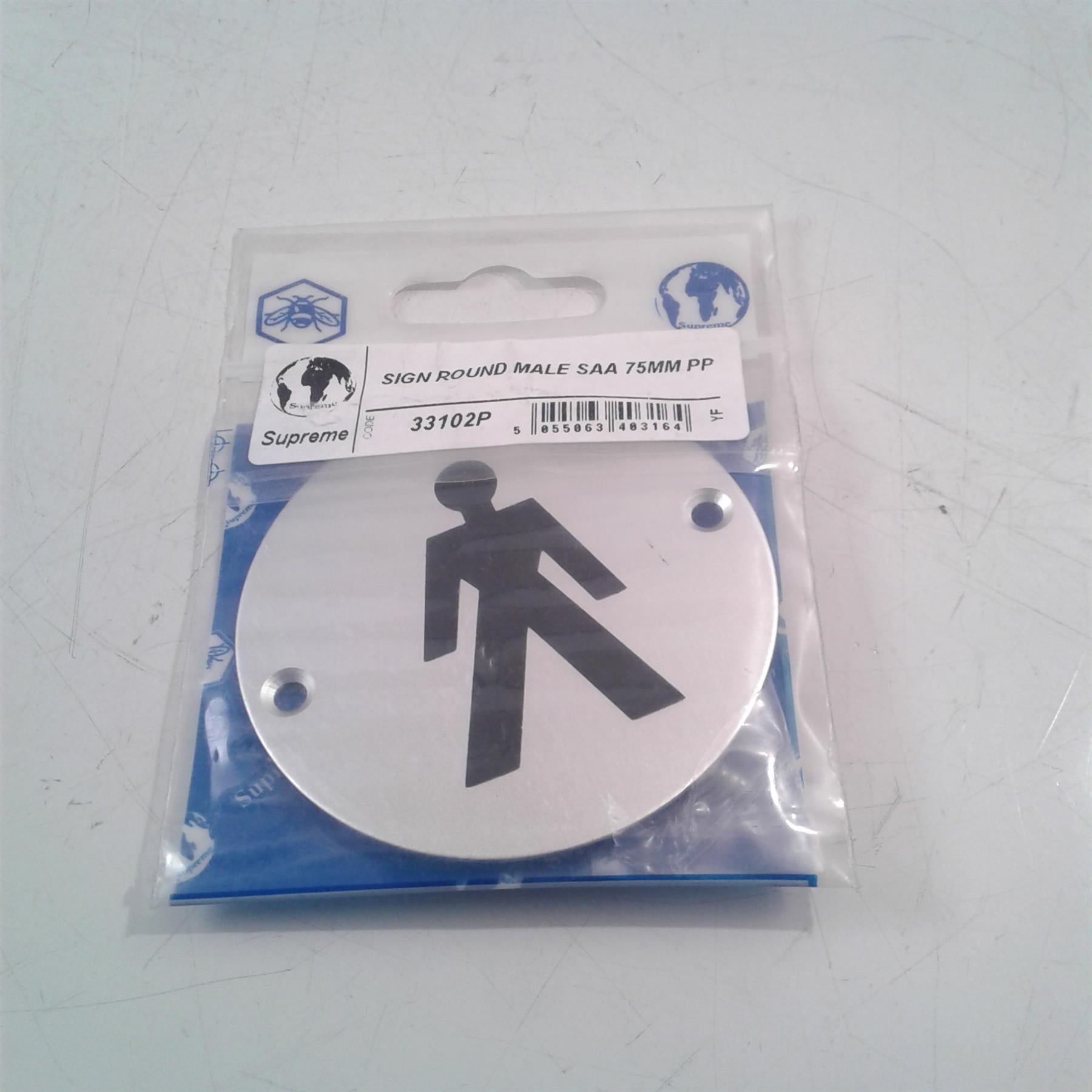 Supreme Round Male WC Sign with screws
