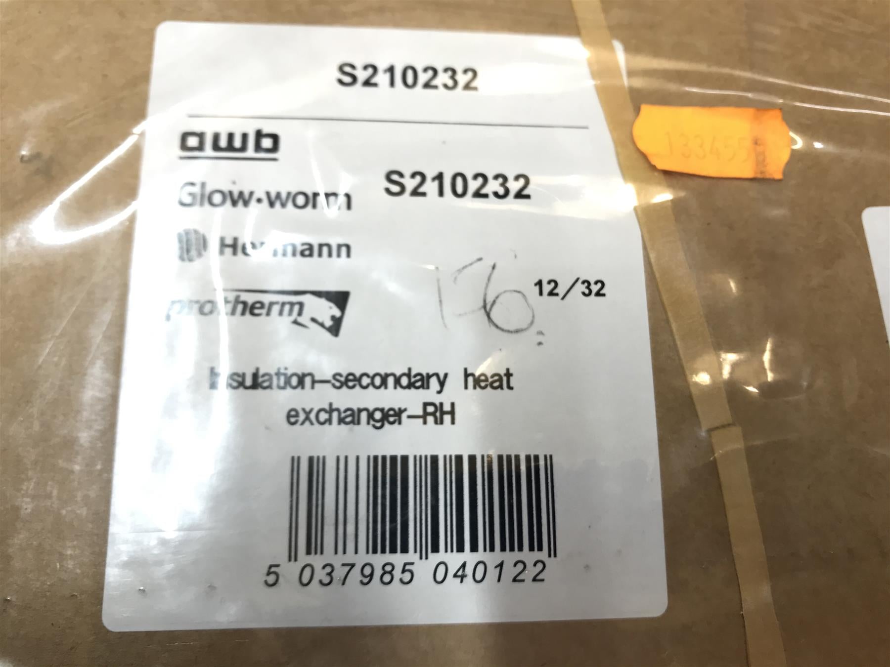 NEW GLOWWORM S210232 SECONDARY INSULATION