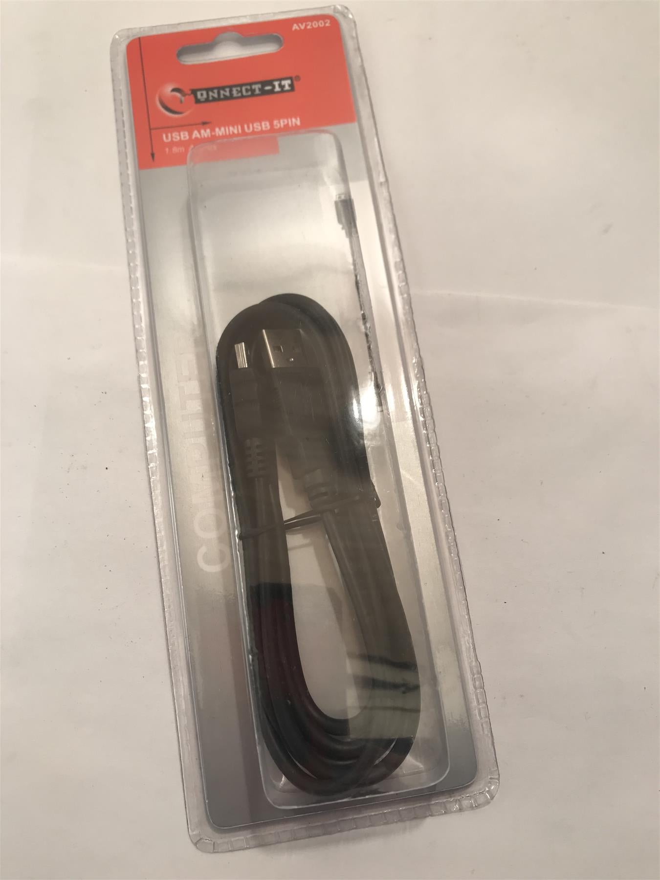 1.8m Black USB AM-Mini USB 5pin Computer Data Cable Lead Metre
