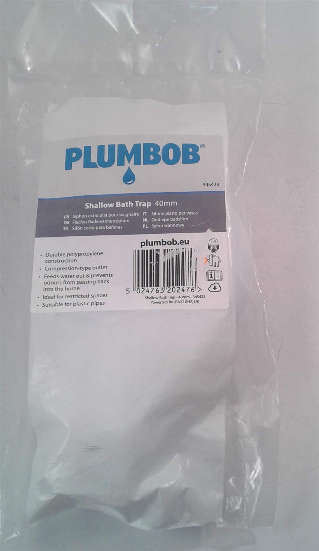 Plumbob 40mm Shallow Bath Trap 345423