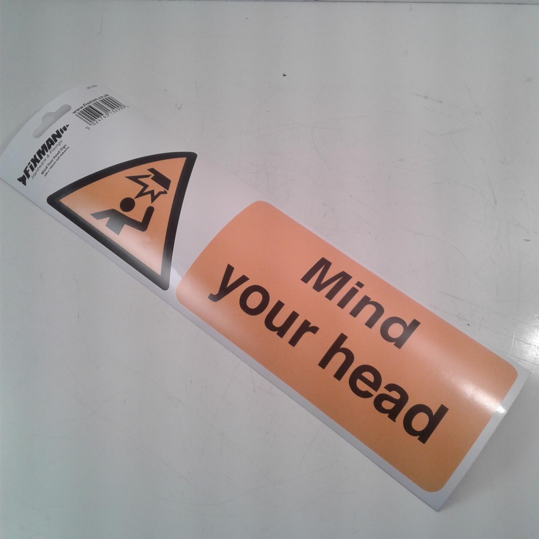 Fixman Mind Your Head Sign Self-Adhesive 300 x 100mm 961363