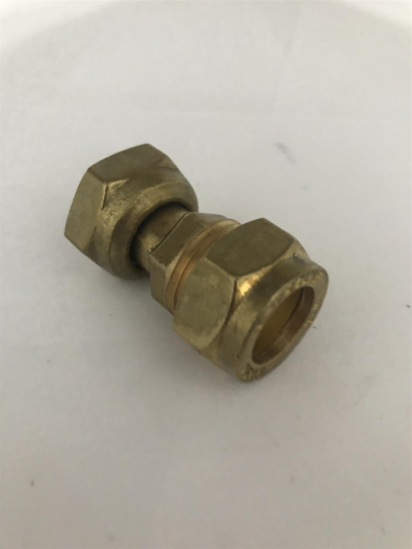 15mm x 1/2" Brass Straight Tap Connection Compression Fitting