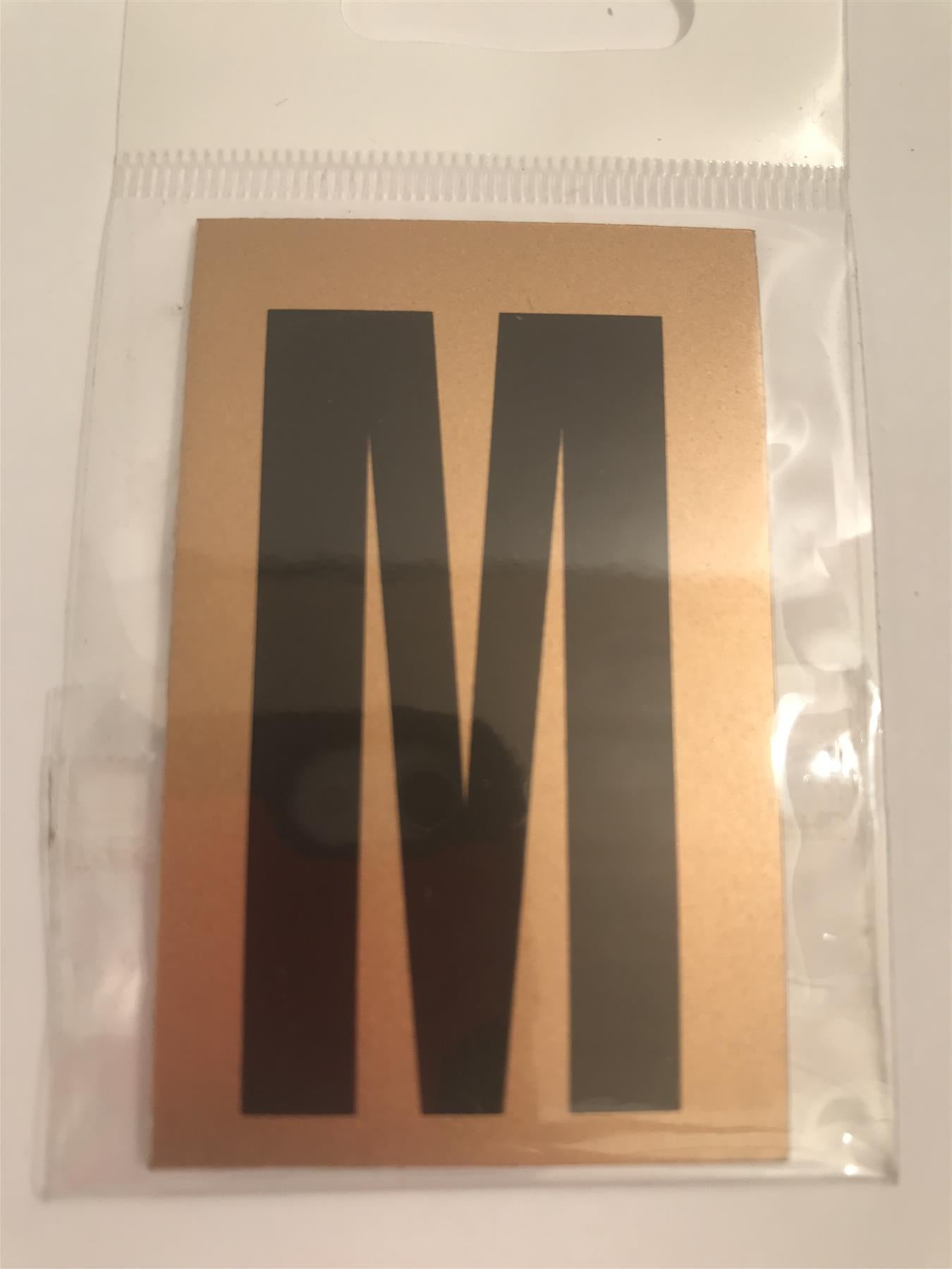 Gold/Black Letter M Self Adhesive 1" x 2"