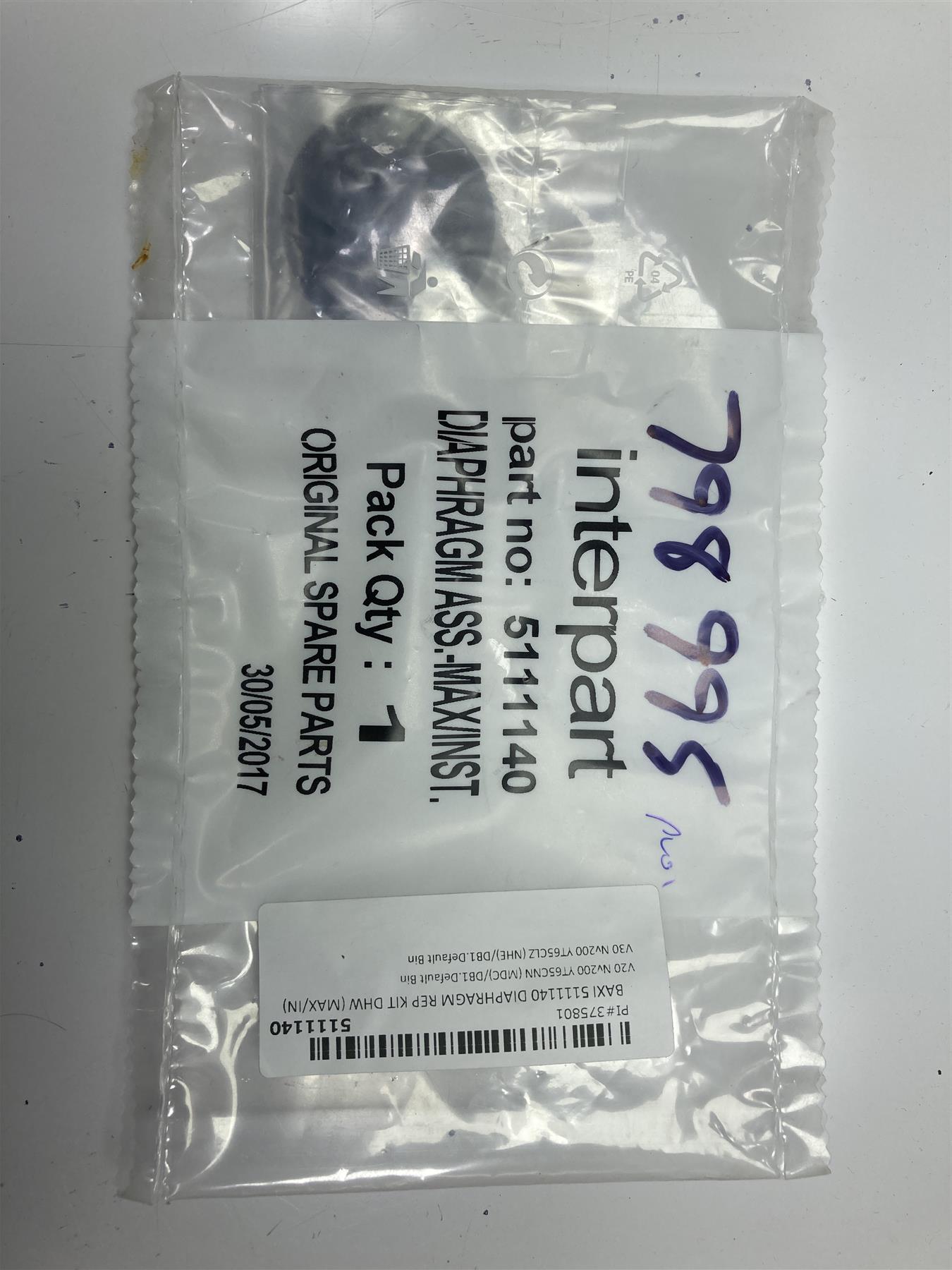 Baxi 5111140 DIAPHRAGM REP KIT DWH (MAX/IN) TP