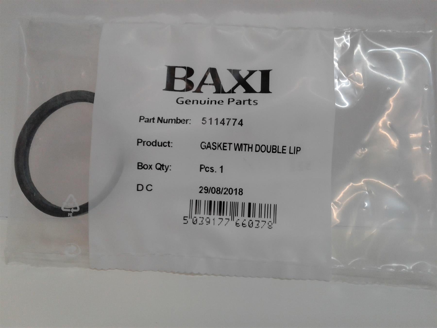 BAXI DUOTEC HE & HE A & 24 28 33 40 GASKET WITH DOUBLE LIP 5114774