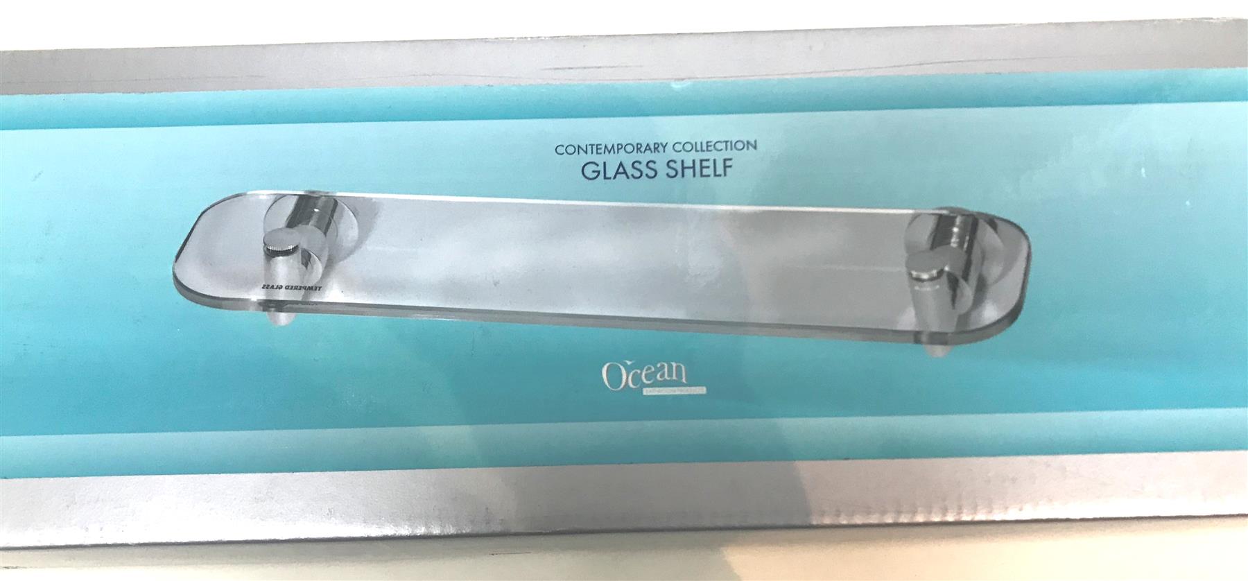 OCEAN CLEAR GLASS WALL MOUNTED SHELVE SHELF 100MM X 600M X 10MMM