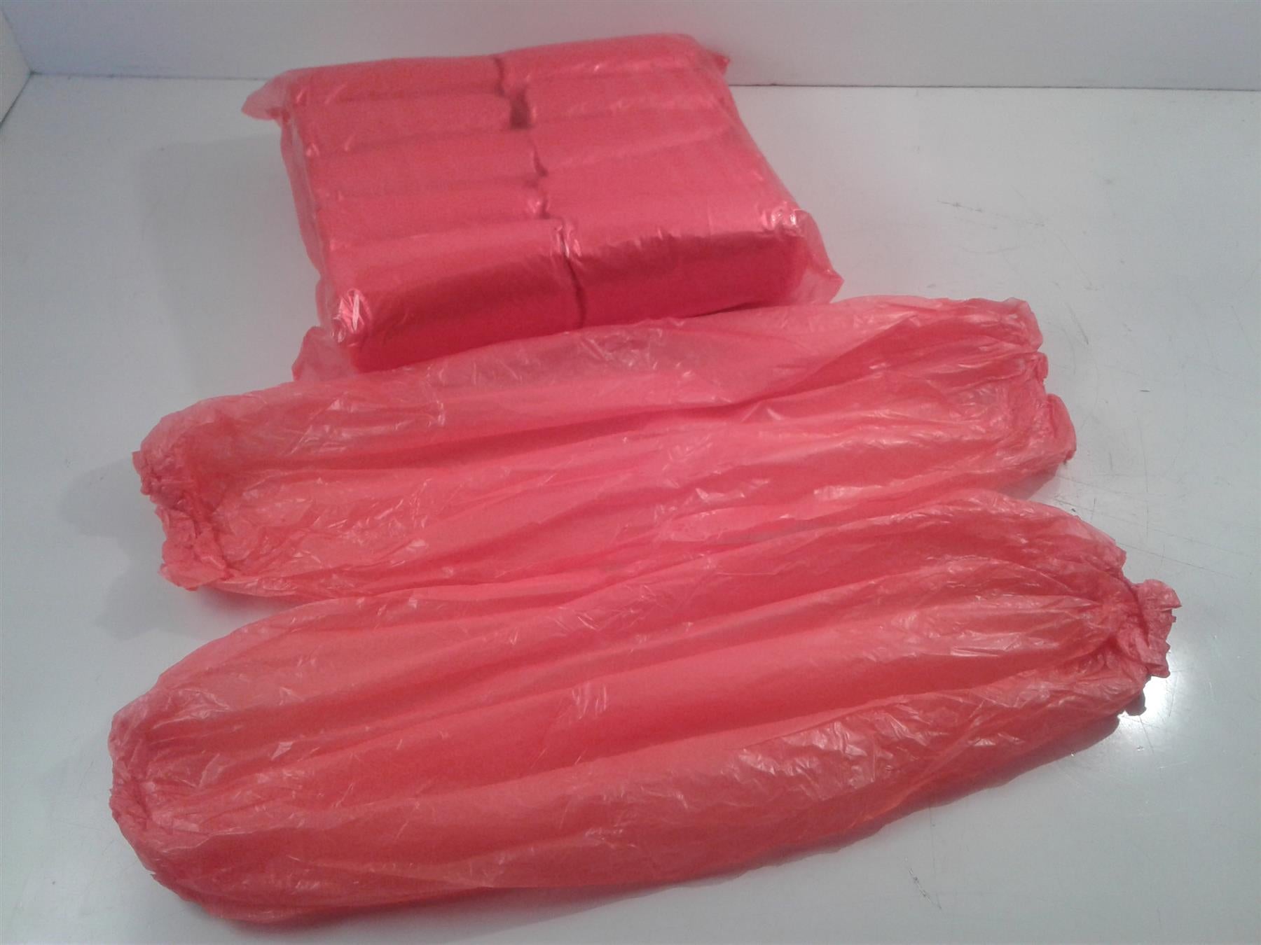 100 X Red Disposable Plastic Arm Sleeves, Covers Oversleeves Cleaning Protective