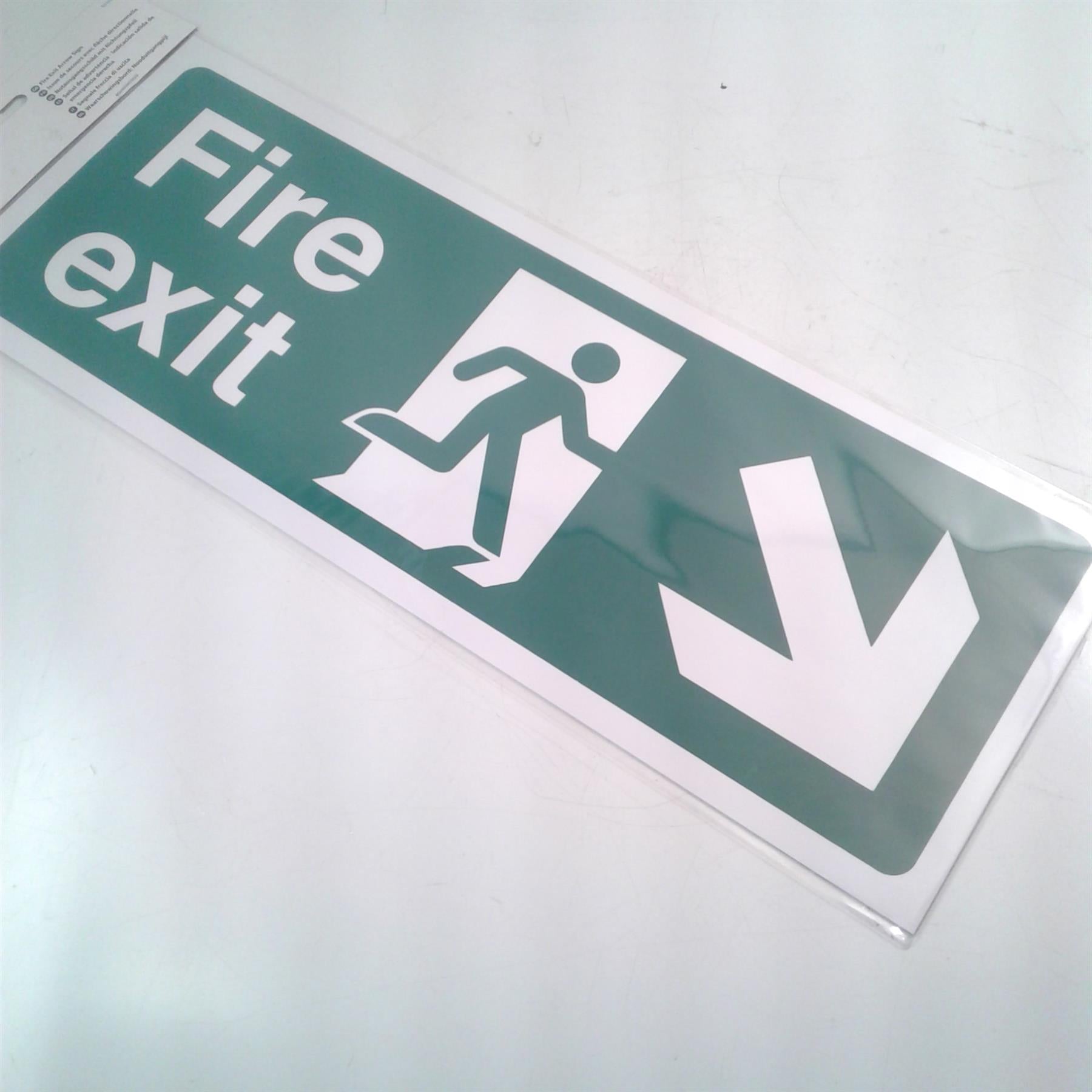 Fixman Fire Exit Down Right Rigid Sign 400 x 150mm