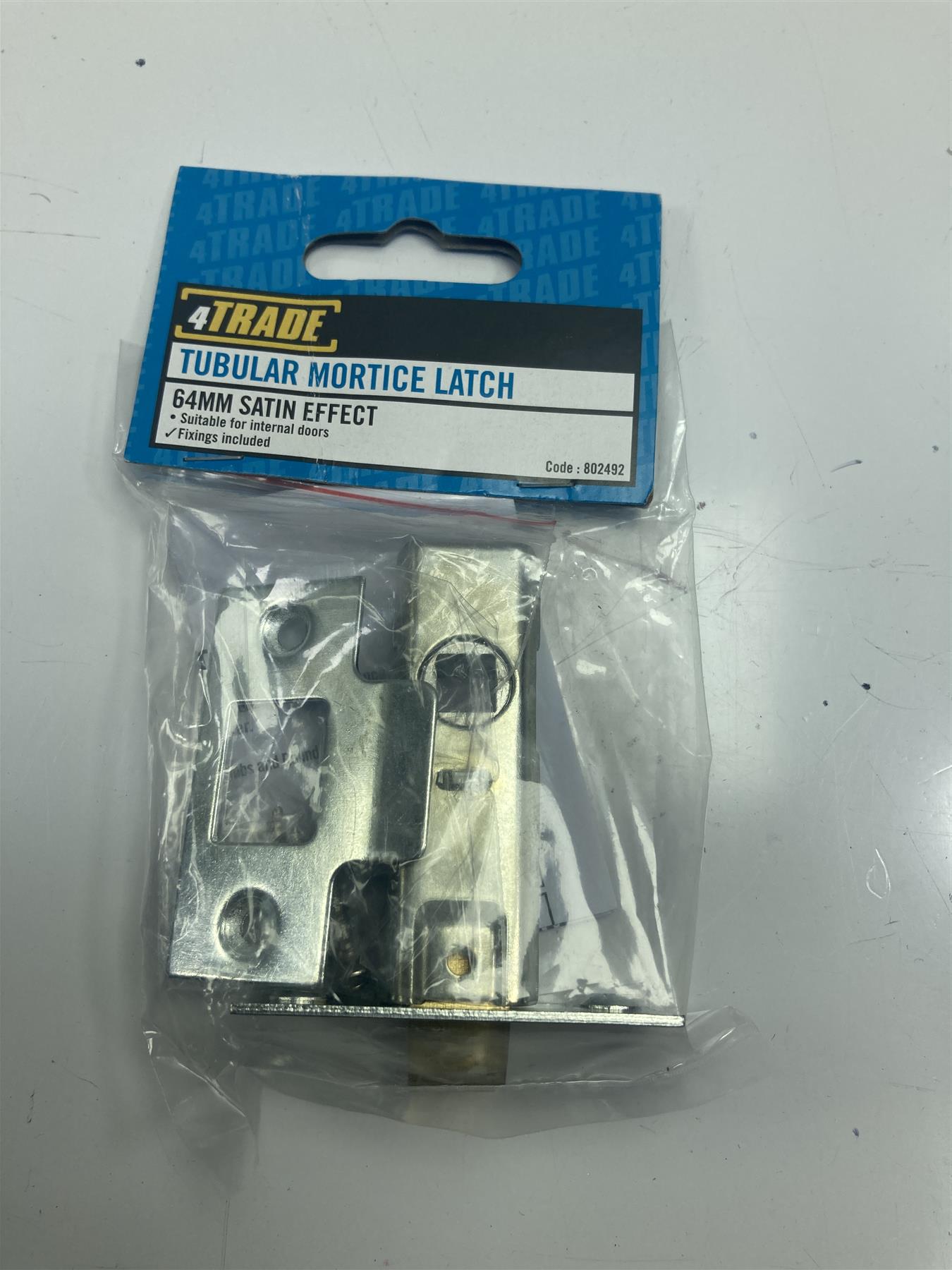 4TRADE TUBULAR MORTICE LATCH 64MM STIN EFFECT