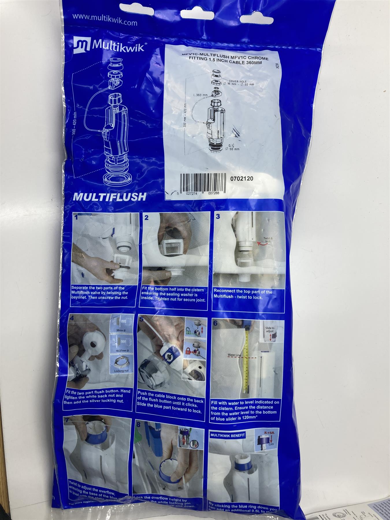 multikwik mfv1c-multiflush mfv1c chrome fitting 105 inch cable 360mm