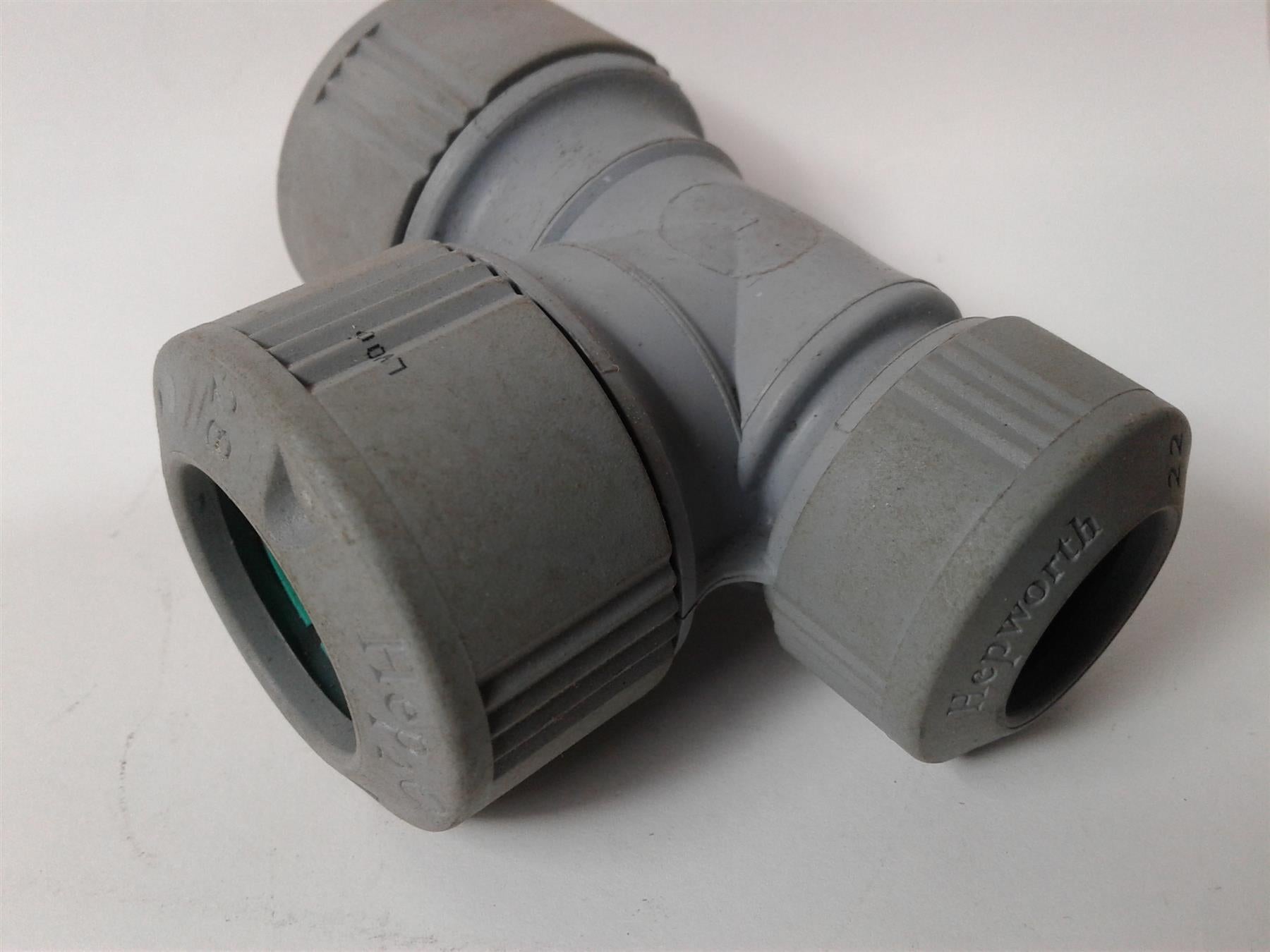 NEW HEPWORTH HEP2O REDUCING TEE PIPE FITTING 28-22-28MM HD12/28GY  (EACH)