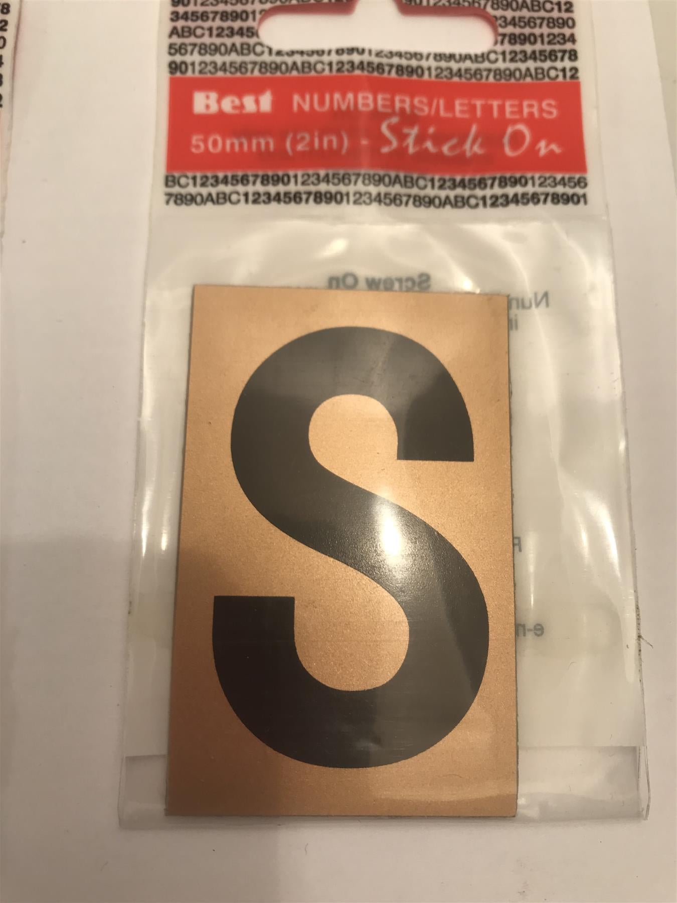 Best Gold/Black Letter S Self Adhesive 1" x 2"