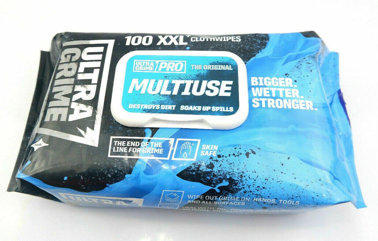 UltraGrime Pro XXL+ Multiuse Clothwipes 100 Wipes - Industrial Wipes made in UK