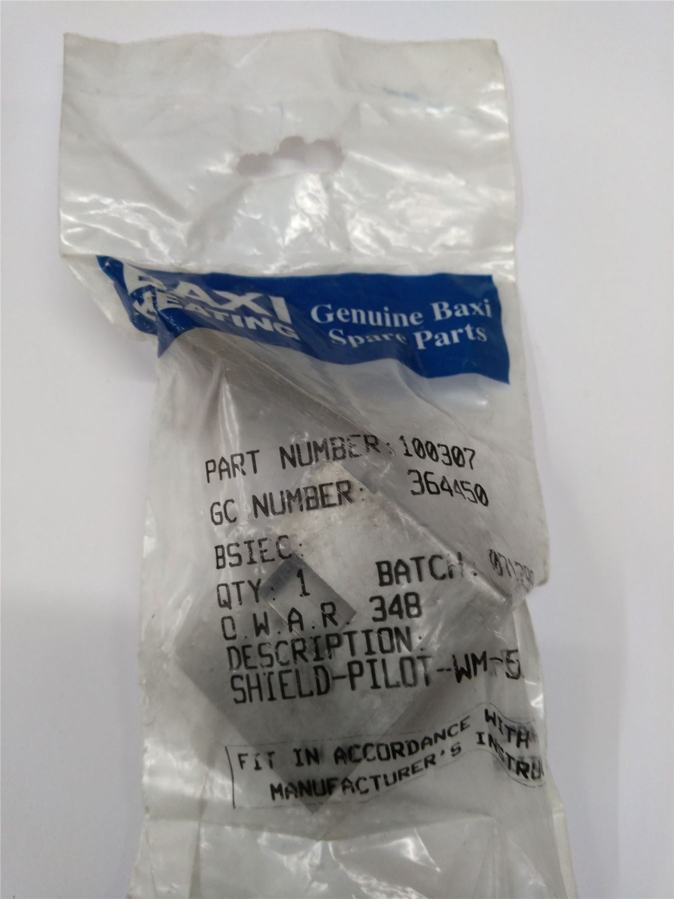 New Baxi 100307 Shield Pilot wm-513-rs