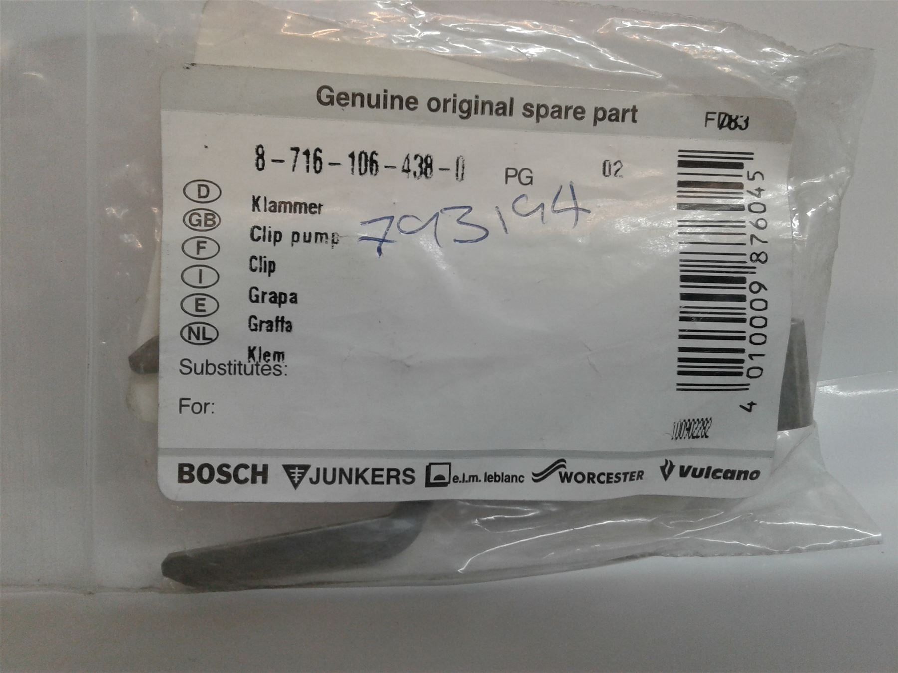 NEW WORCESTER 87161064380 CLIP PUMP