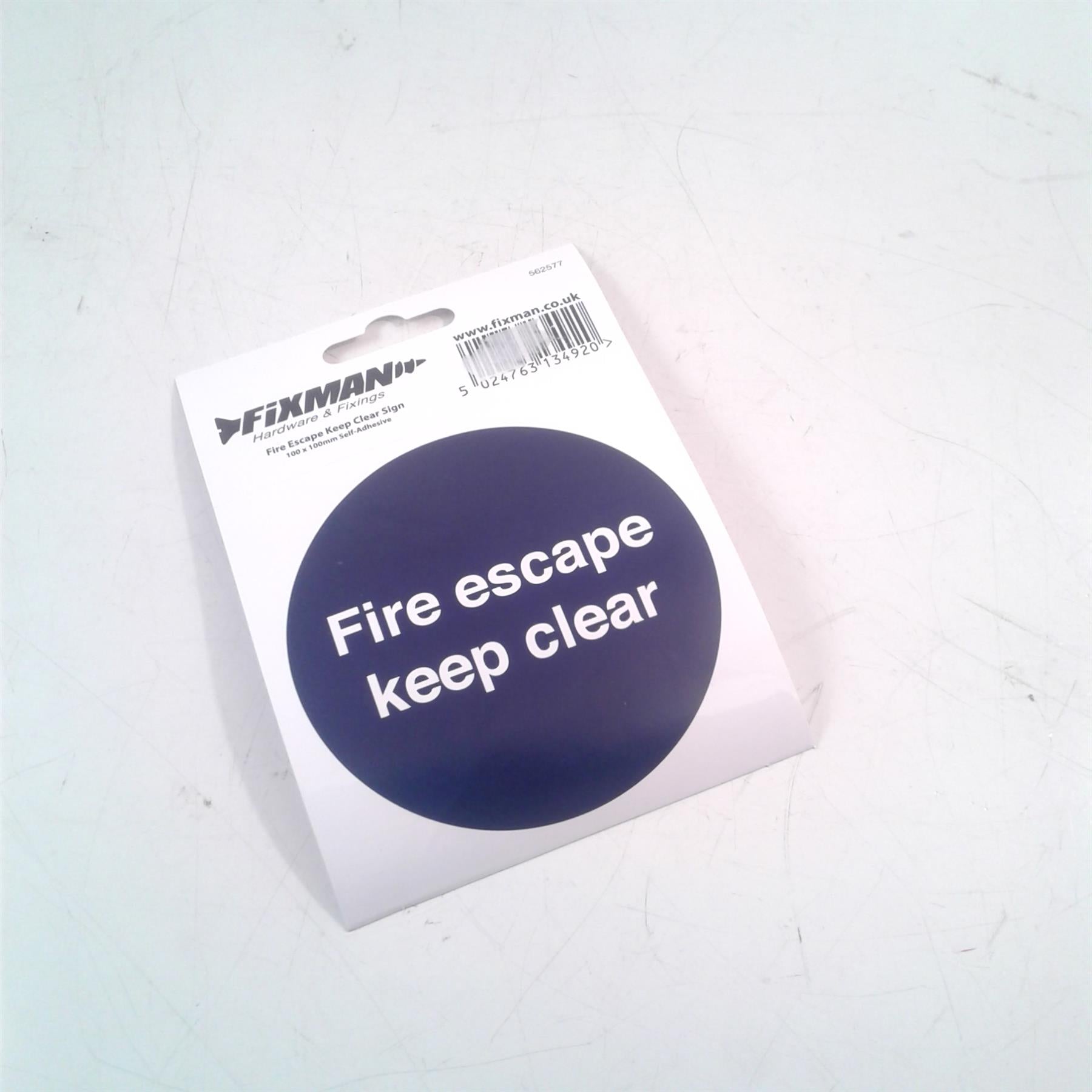 Fire Escape Keep Clear Adhesive Sign 100 x 100mm 562577
