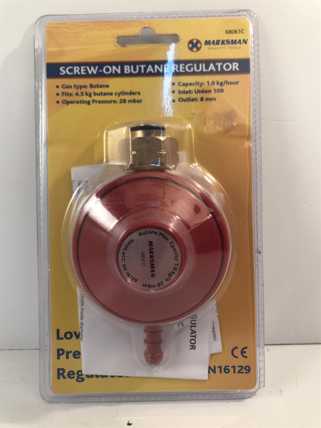 Marksman Screw-On Butane Regulator, Fits 4.5kg Cylinders 68061C