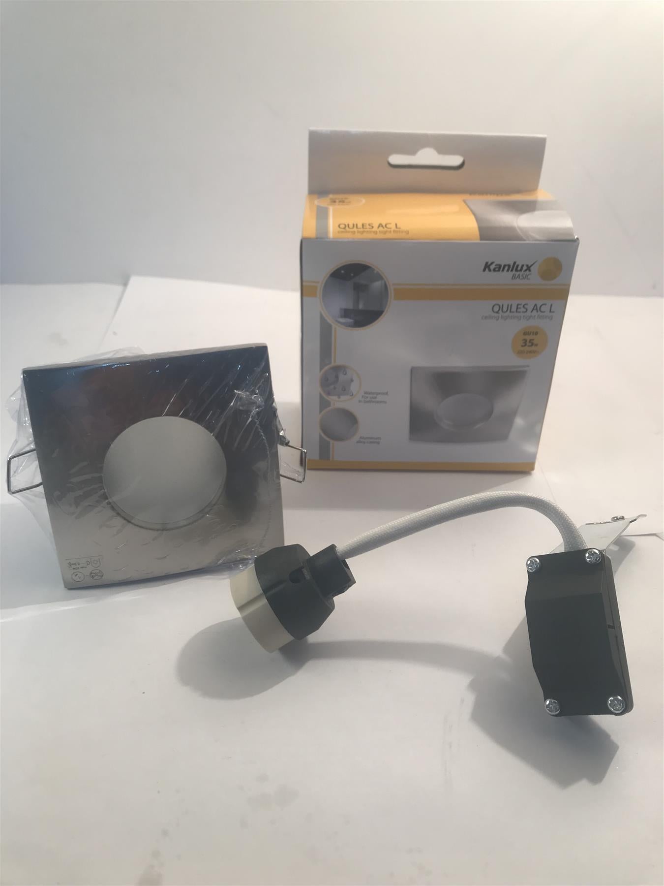 Kanlux QULES AC L Ceiling Lighting Tight Fitting GU10 LED Chrome Square 23601