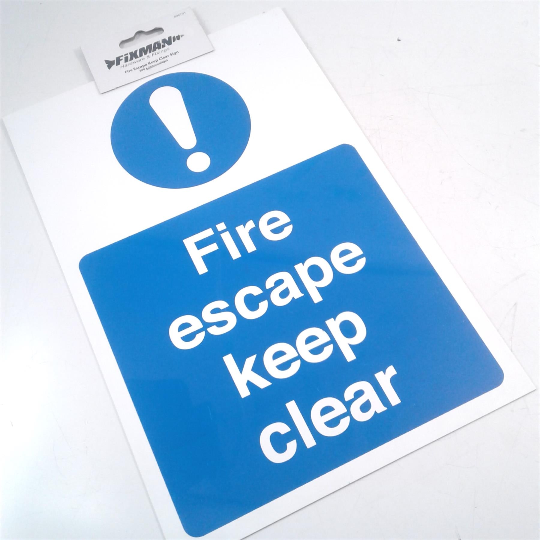 Fixman Fire Escape Keep Clear Rigid Sign 200 x 300mm 896791