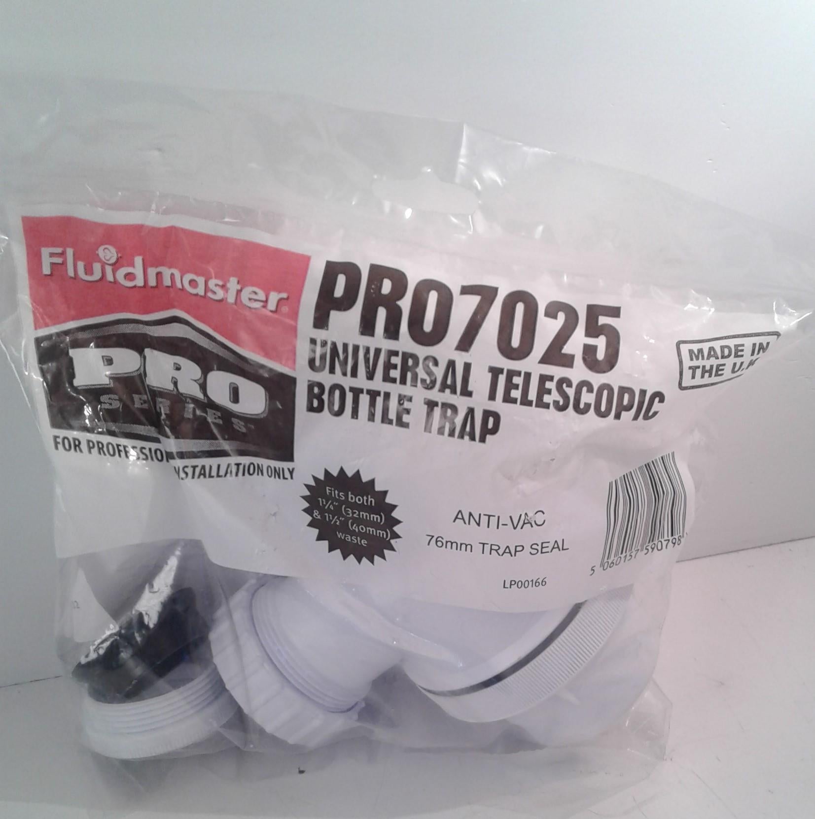 FLUIDMASTER PRO7025 UNIVERSAL TELESCOPIC BOTTLE TRAP ANTI-VAC
