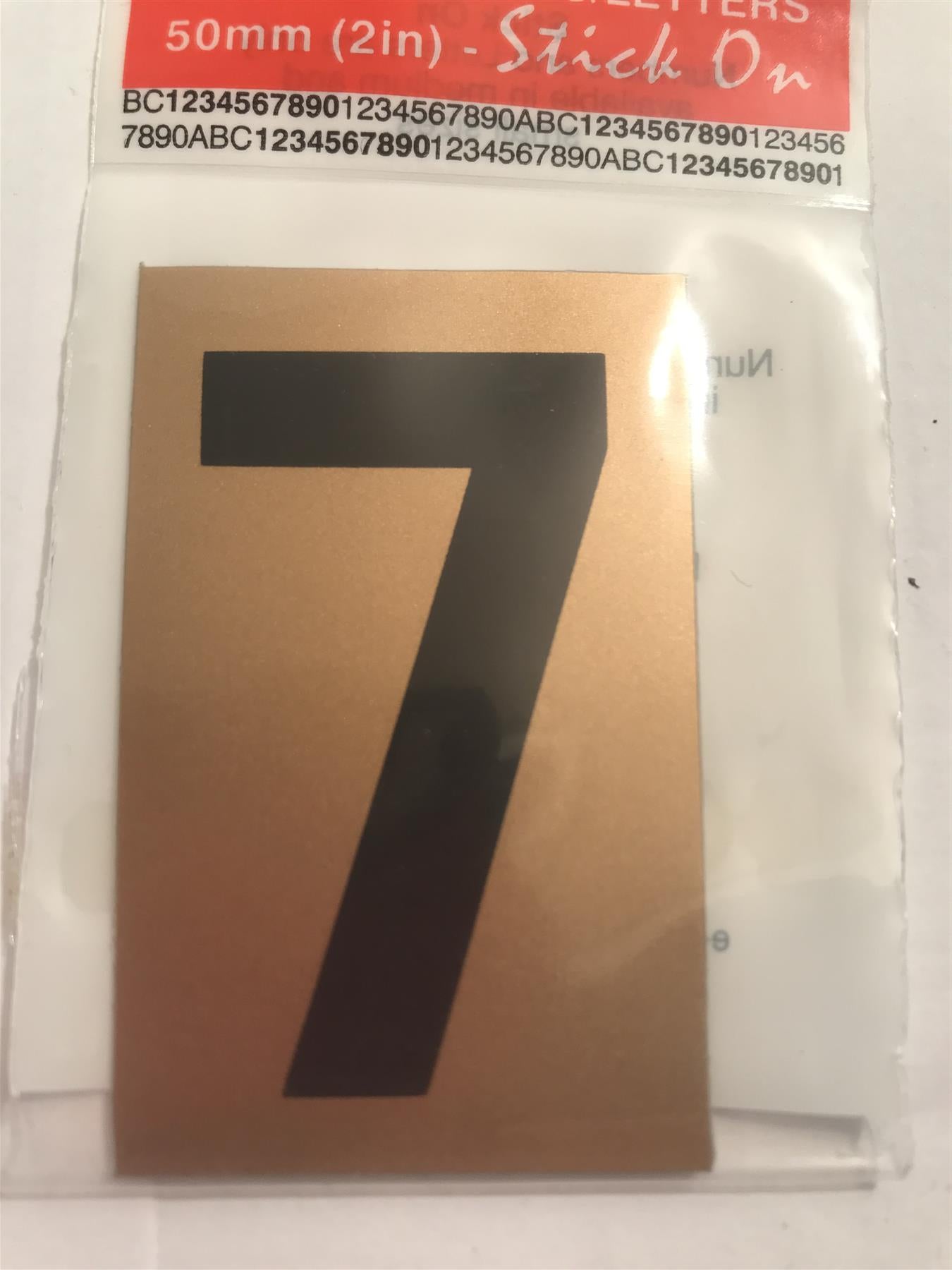 Gold/Black Number 7 Self Adhesive 1" x 2"