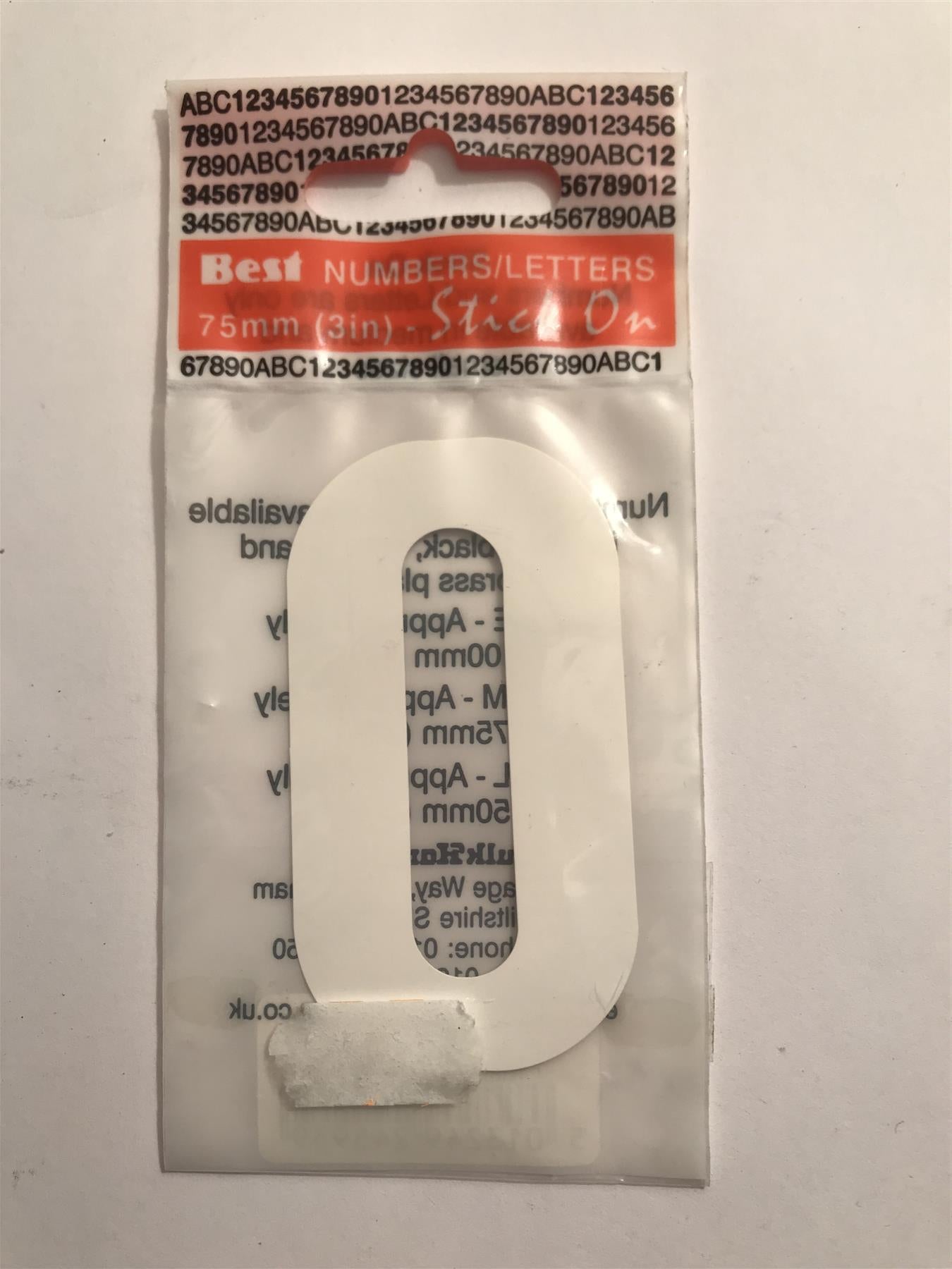 Best White Number 0 Self Adhesive 1½" x 3" 42307