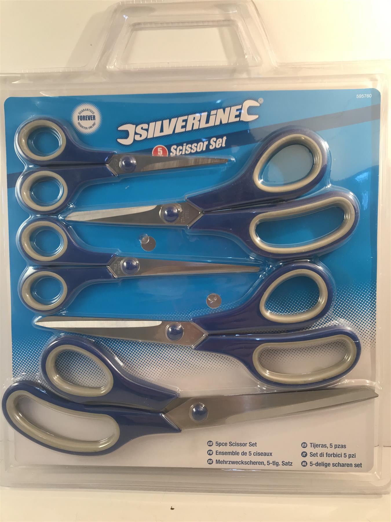 Silverline Scissor Set 5-Piece 140mm/155mm/195mm/215mm/250mm Scissors