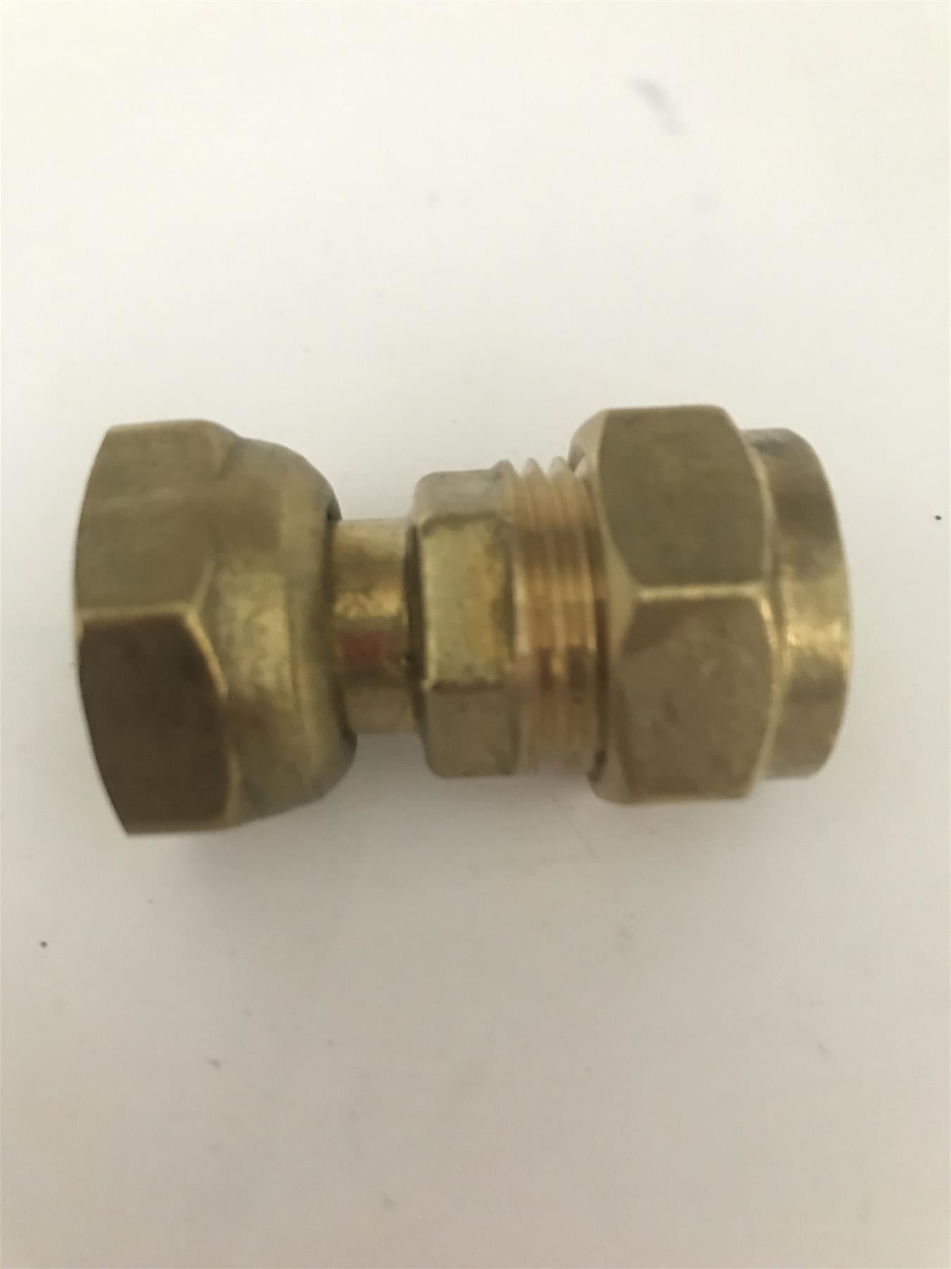 15mm x 1/2" Brass Straight Tap Connection Compression Fitting
