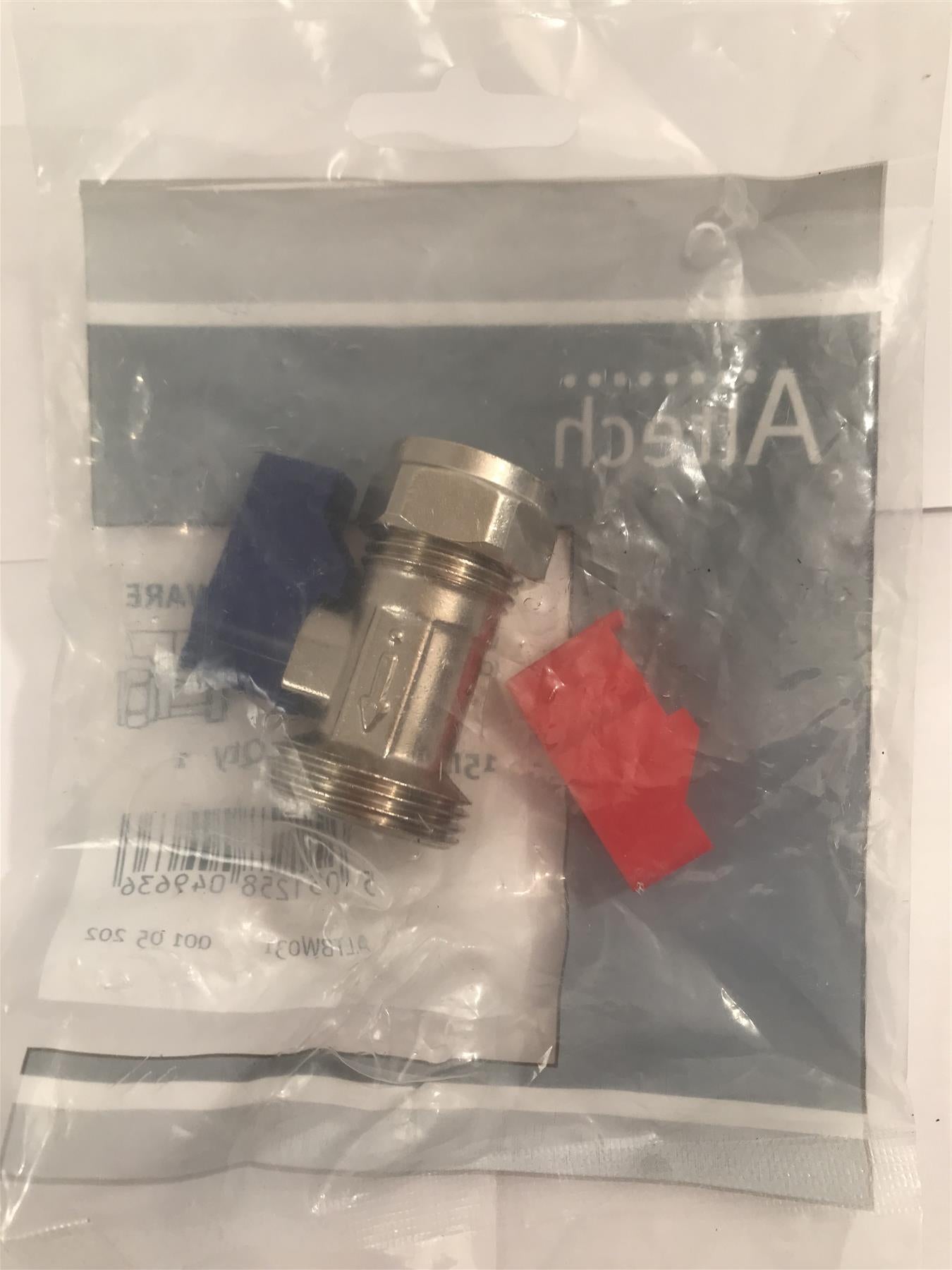 Altech 15mm x 3/4" Nickel Washing Machine Valve Straight ALTBW031