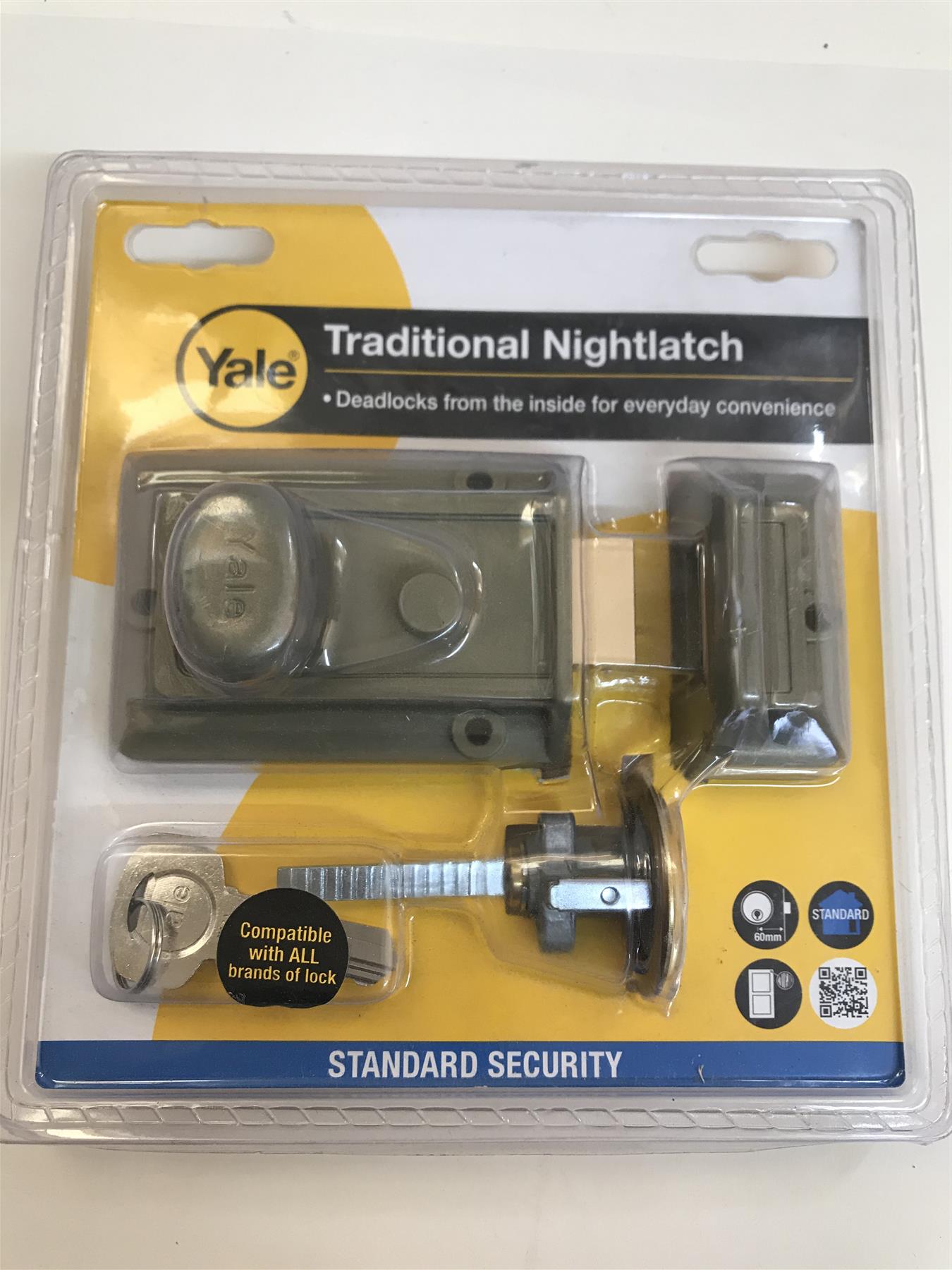 Yale Traditional Night Latch Door Lock P-77-ENB-PB-60 Brass 2 Keys