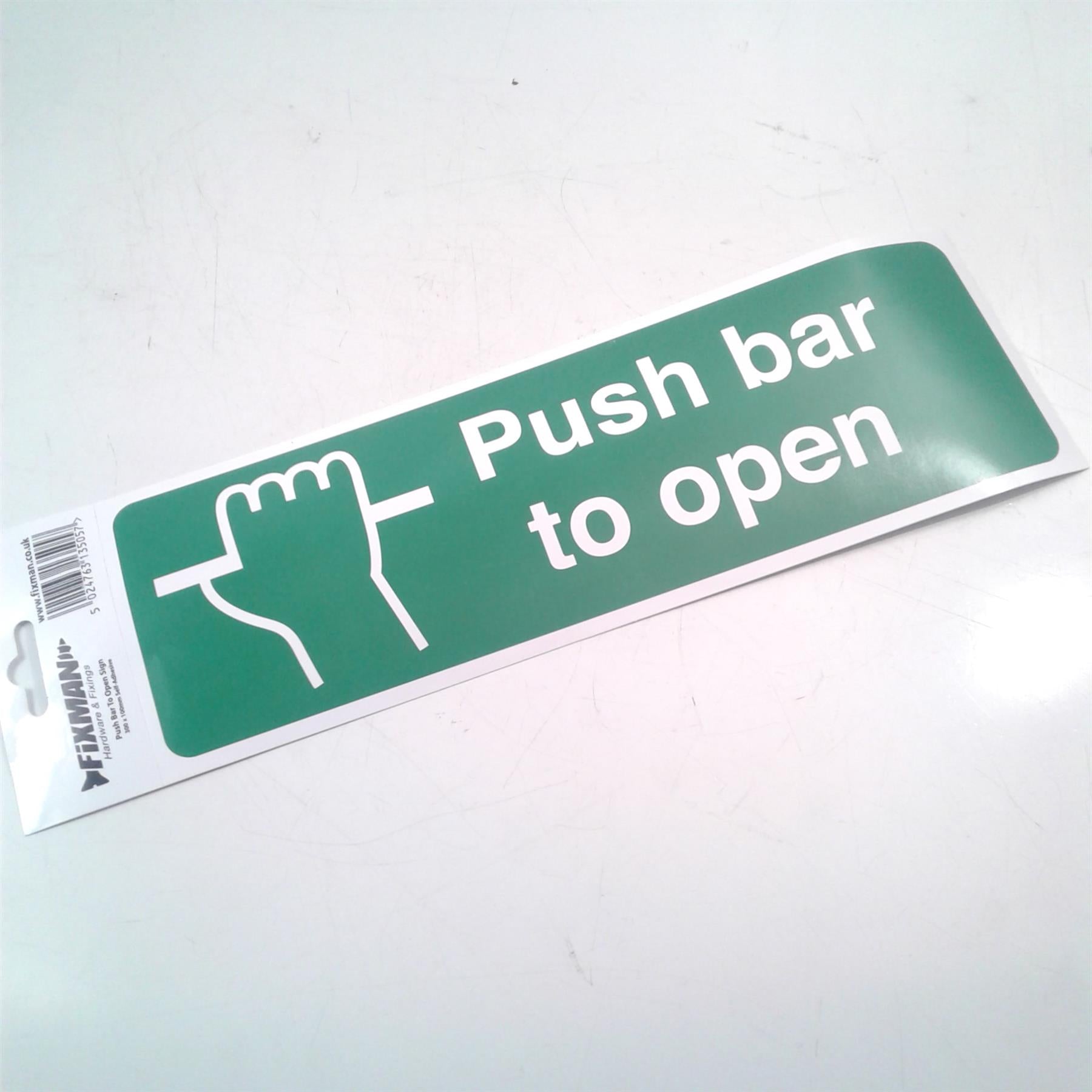 Fixman Push Bar To Open Sign Self-Adhesive 300 x 100mm 820867