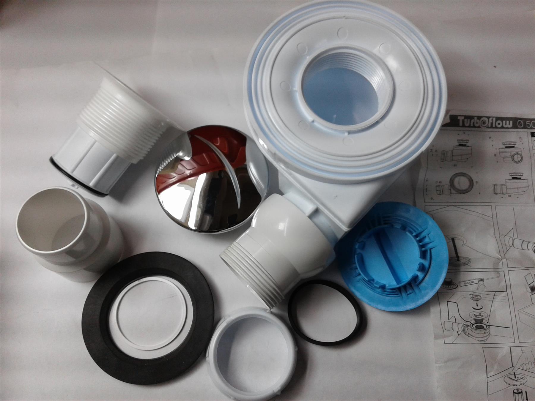 NEW 50mm TURBOFLOW SHOWER TRAY VALVE D50 WITH BSP OUTLET 0205445