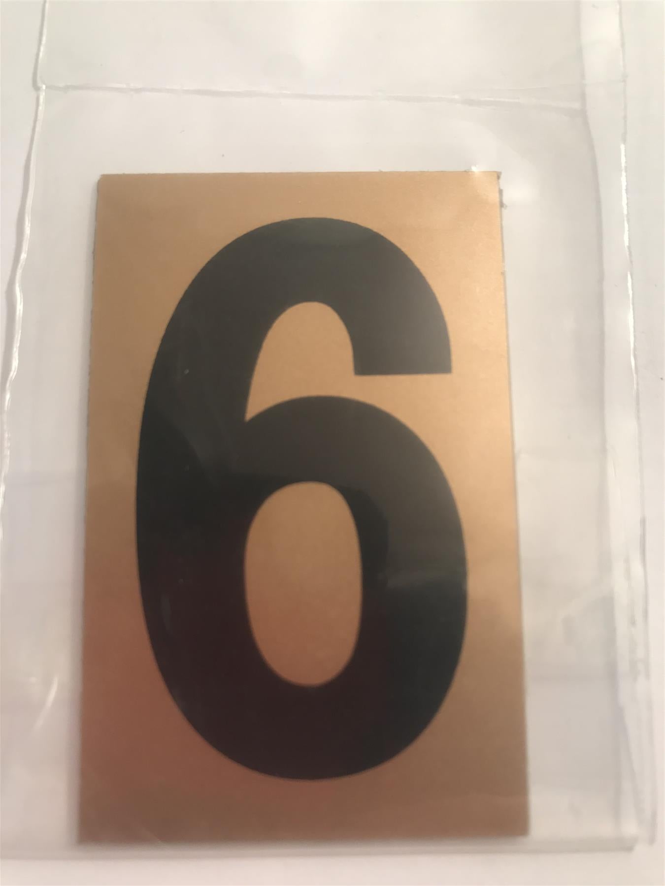 Gold/Black Number 6 Self Adhesive 1" x 2"