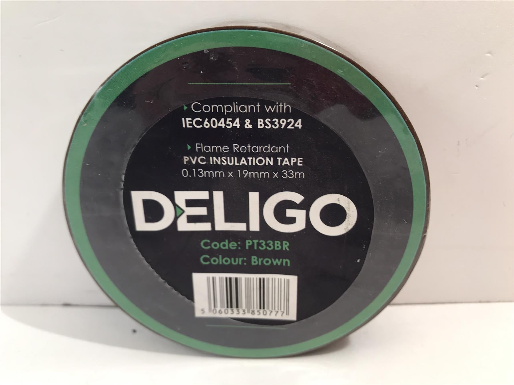 Deligo Brown PVC Insulation Tape 19mm x 33m PT33BR